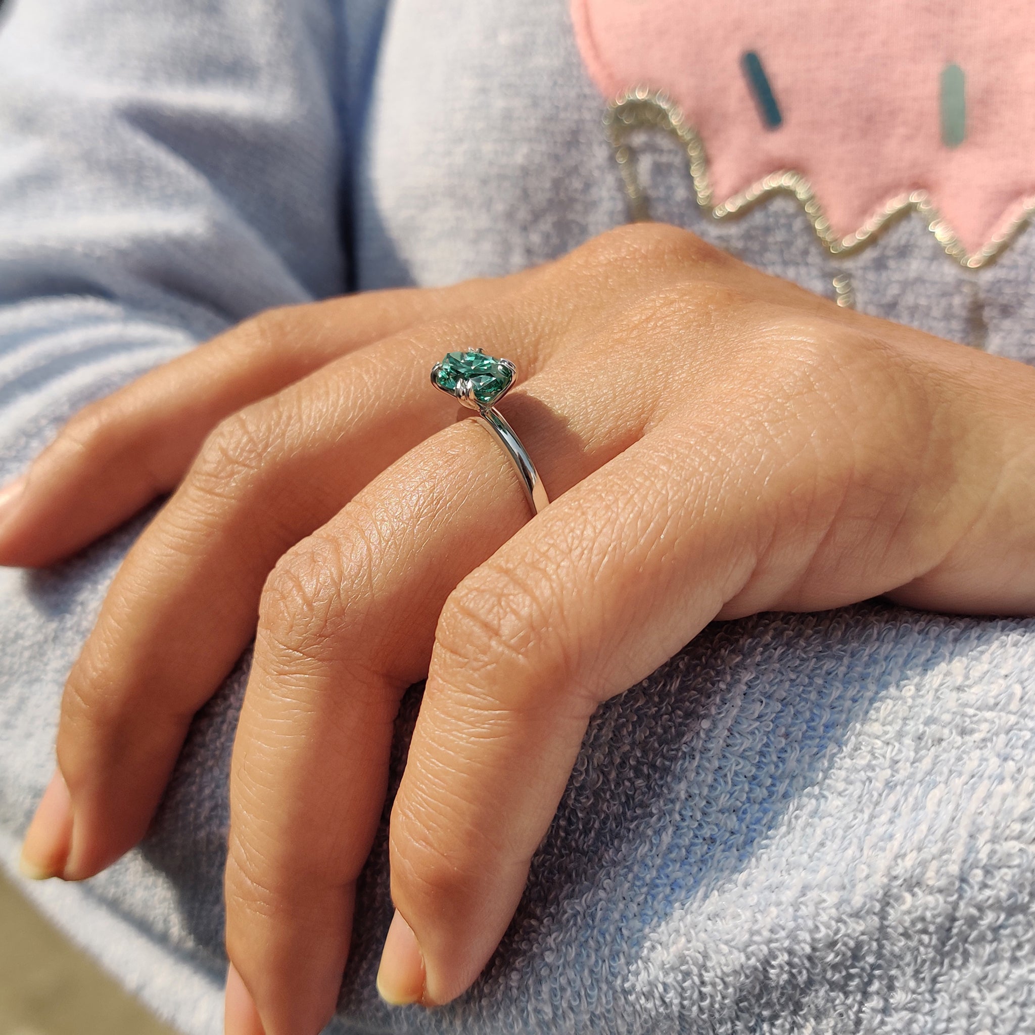 Unique green marquise Moissanite proposal ring