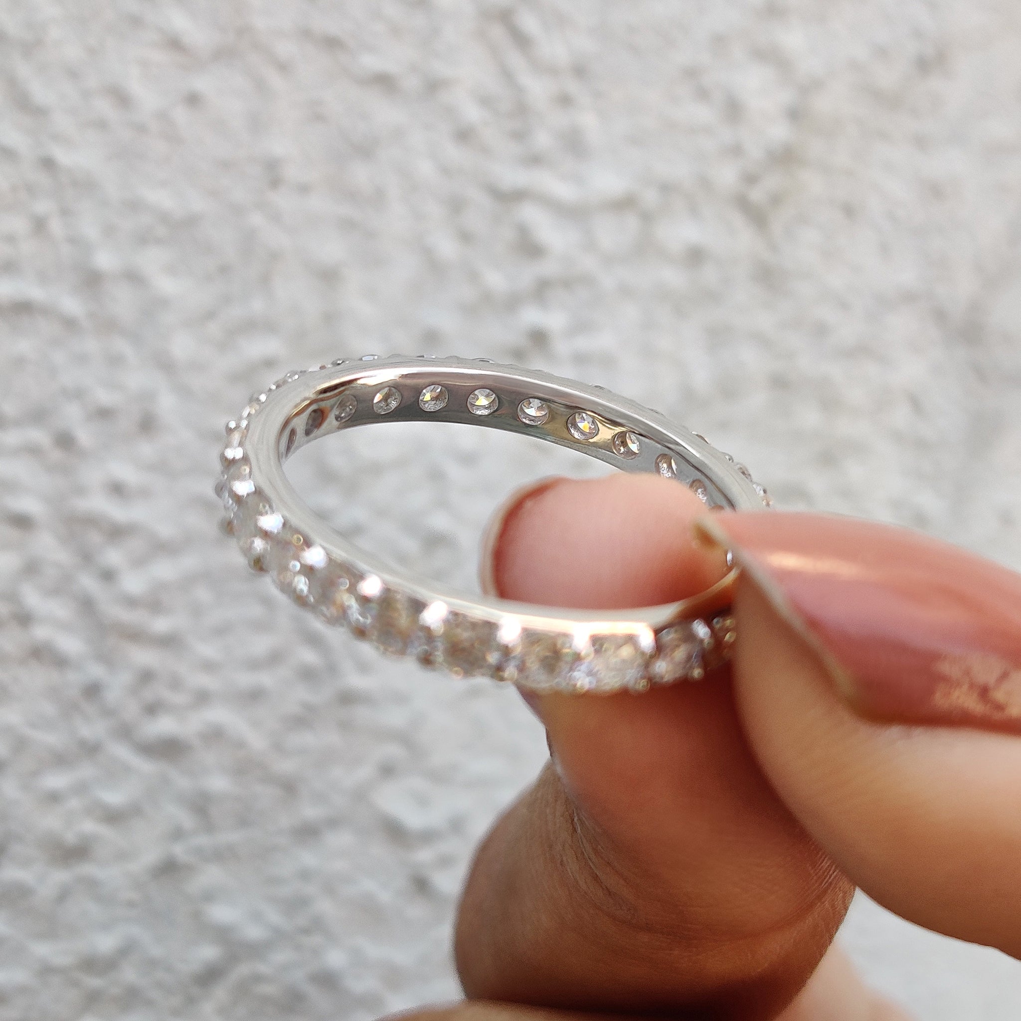 Moissanite eternity band with carat diamonds wedding band.