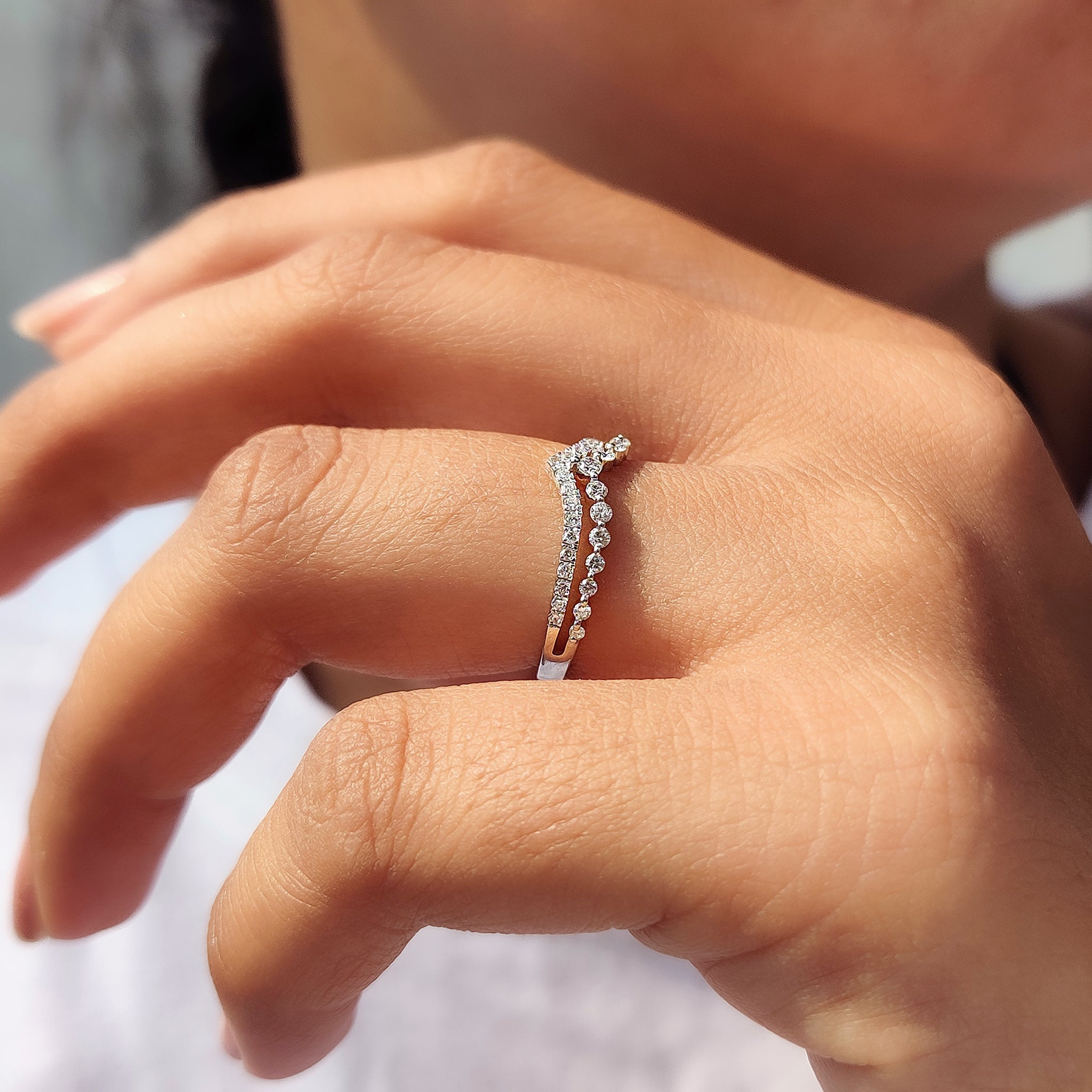 Shared Prong Diamond Band in white gold, designed to shine.
