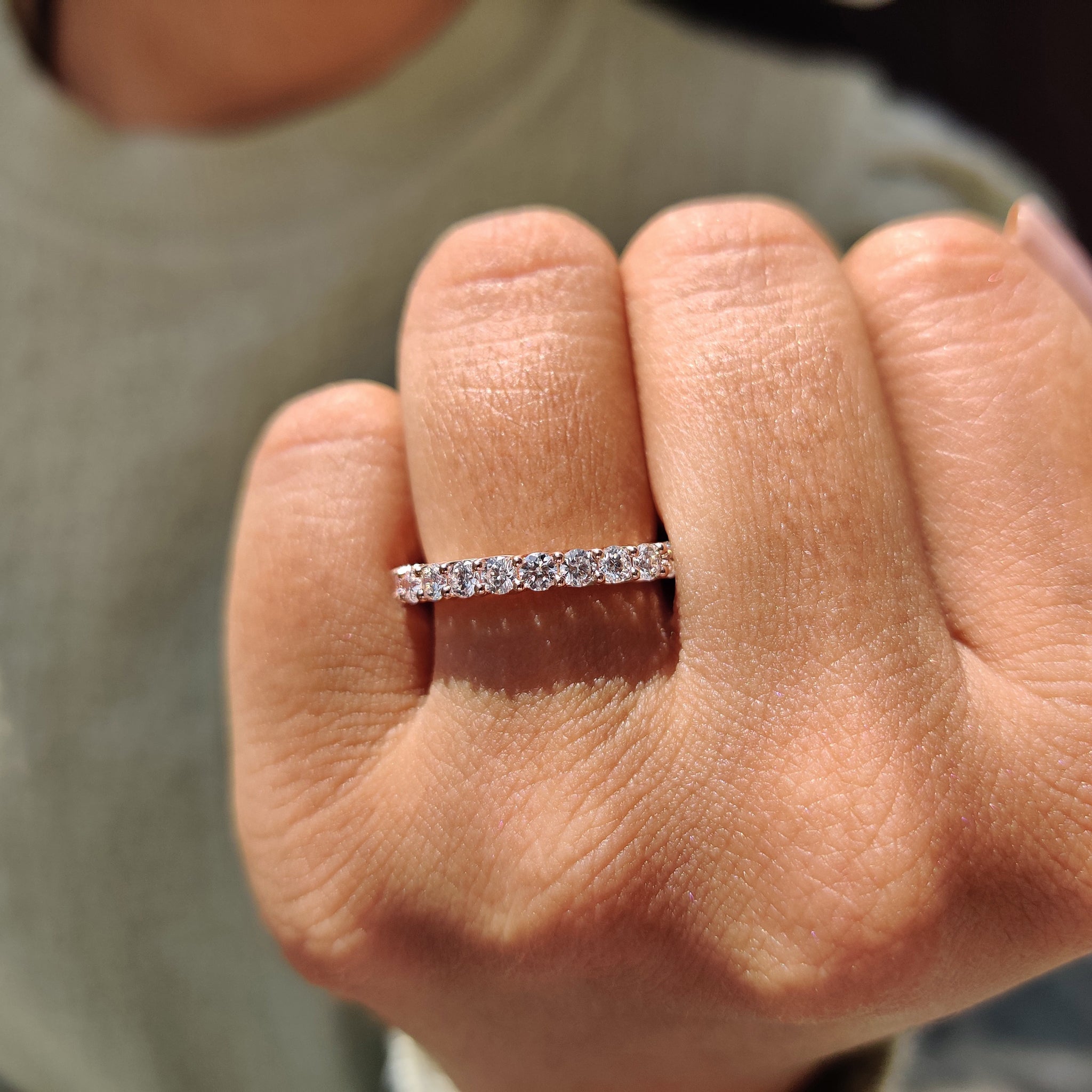 Handmade band with carat diamonds in eternity setting
