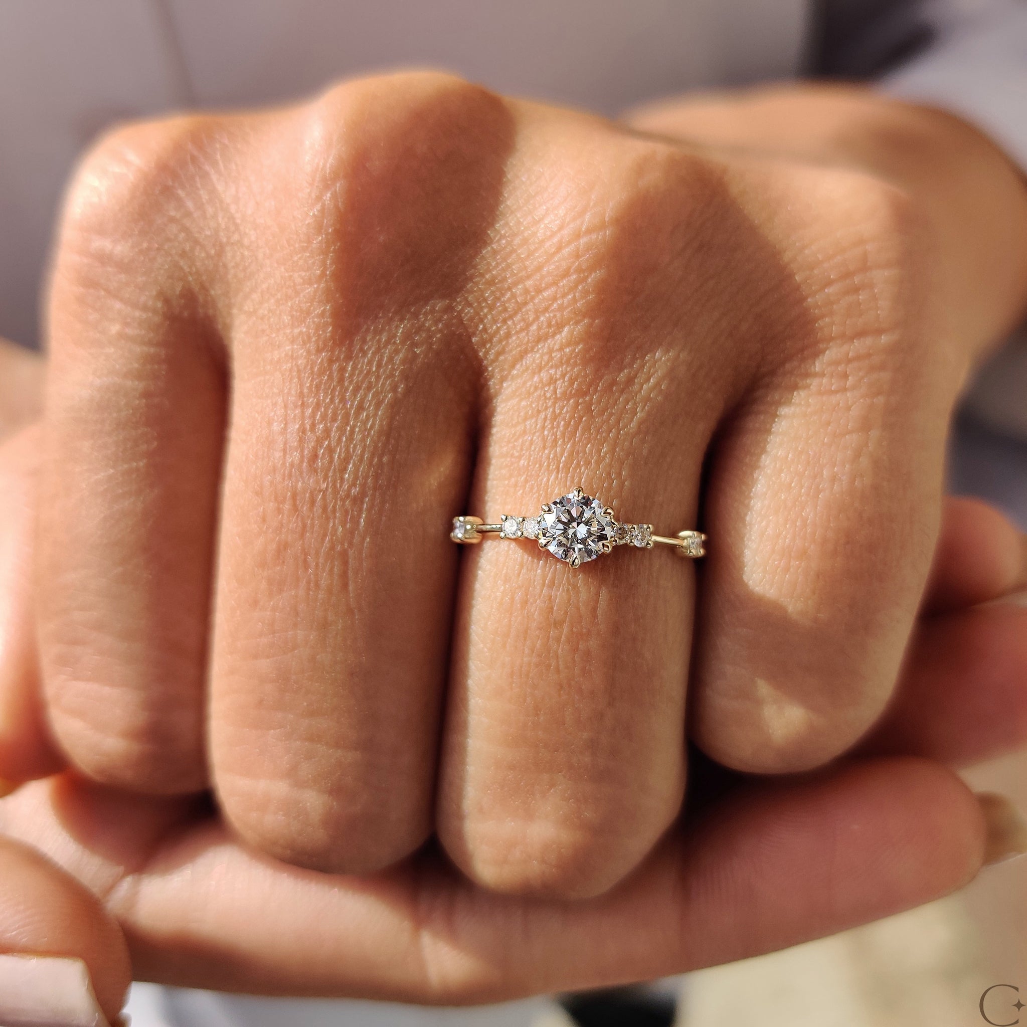 Stunning Handmade Jewelry with a Round Diamond setting.
