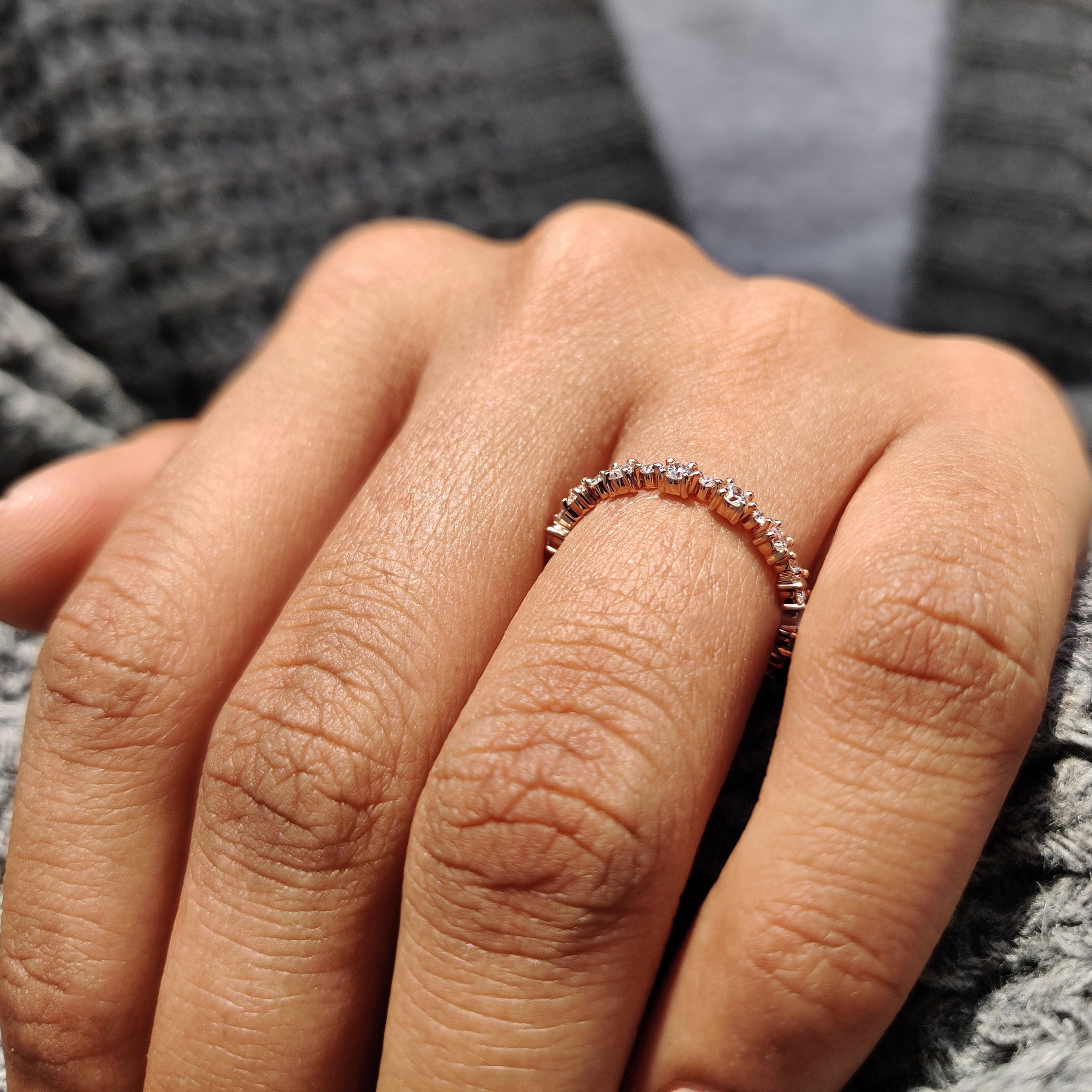 Round Cut Diamond Eternity Rose Gold Wedding Band