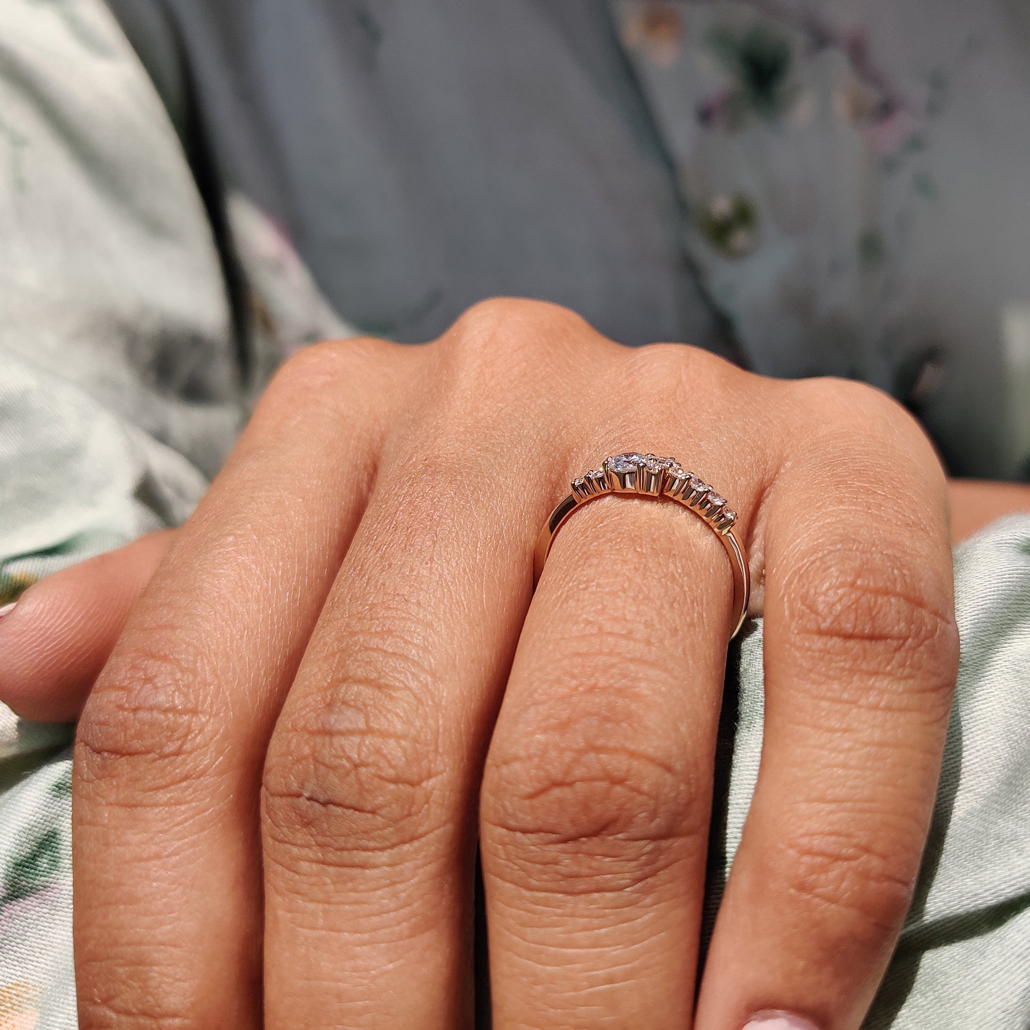 Yellow gold diamond ring with a rich, classic finish.
