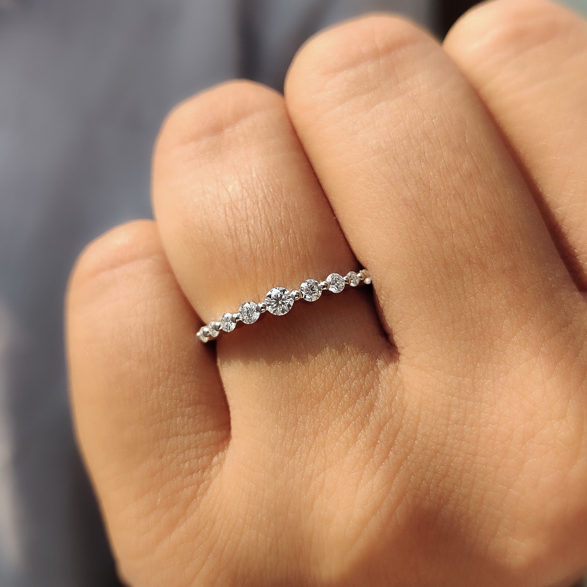 Half eternity band featuring lab grown diamonds.
