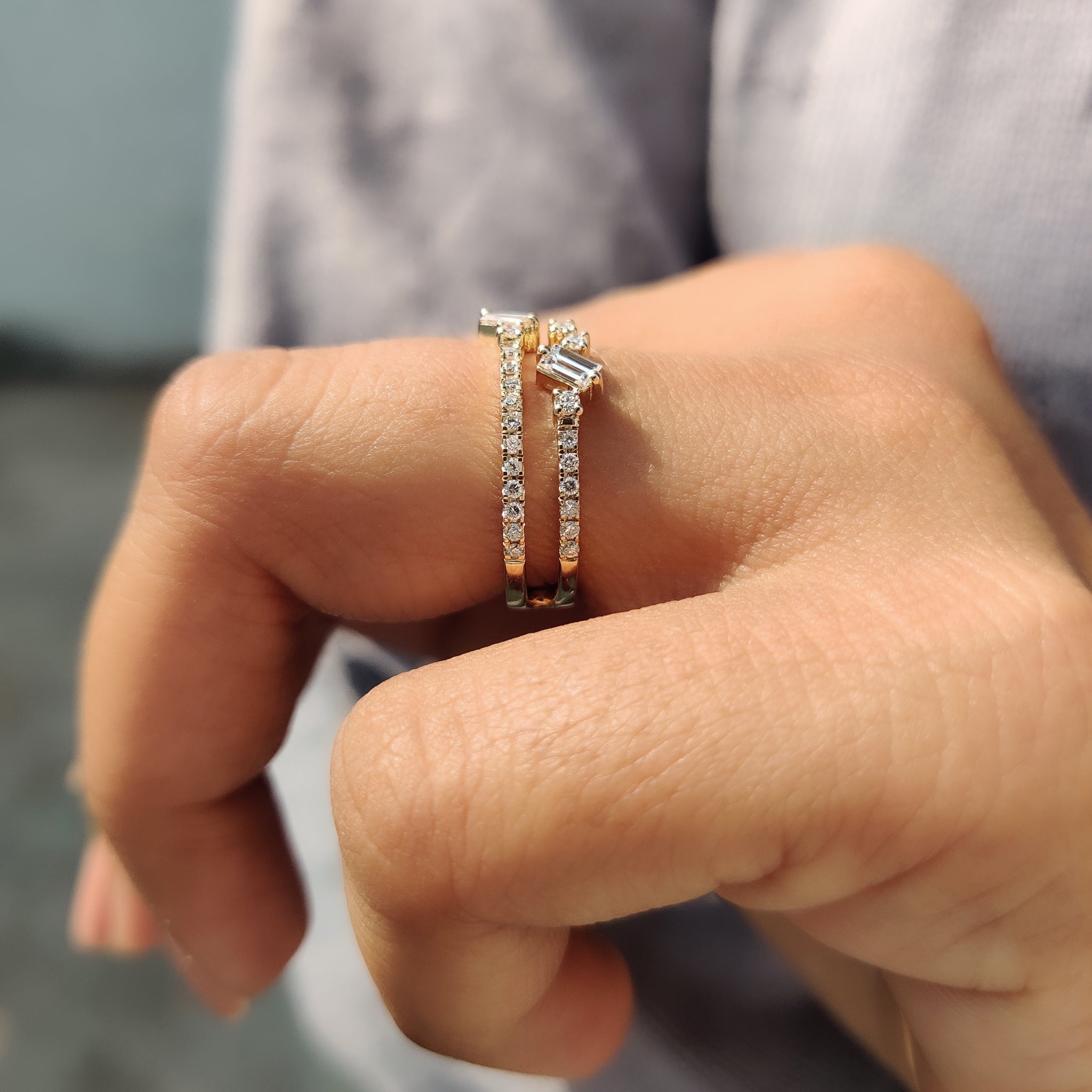 Yellow gold diamond band with a classic polished finish.
