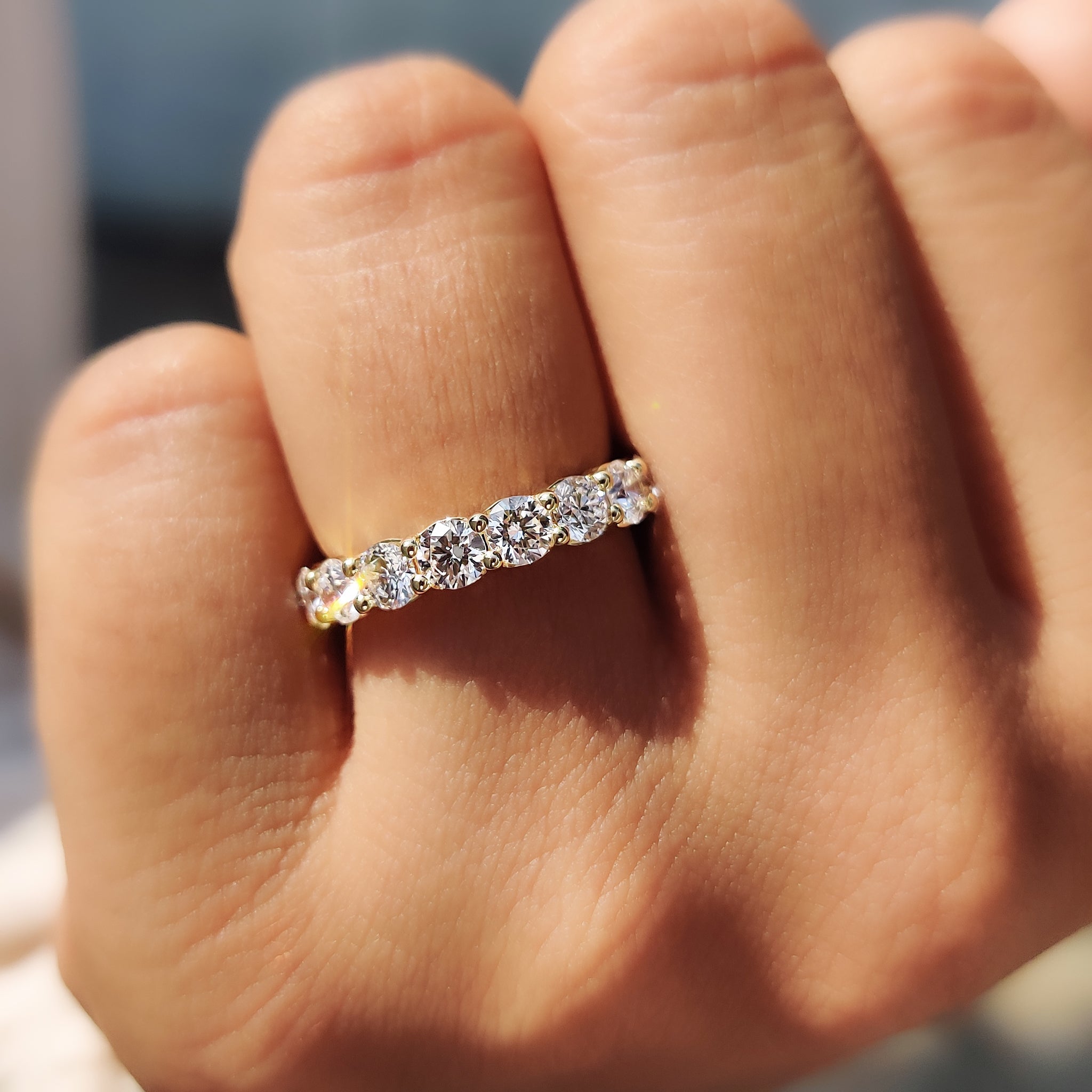 Handmade diamond half eternity band by Carat Diamonds.
