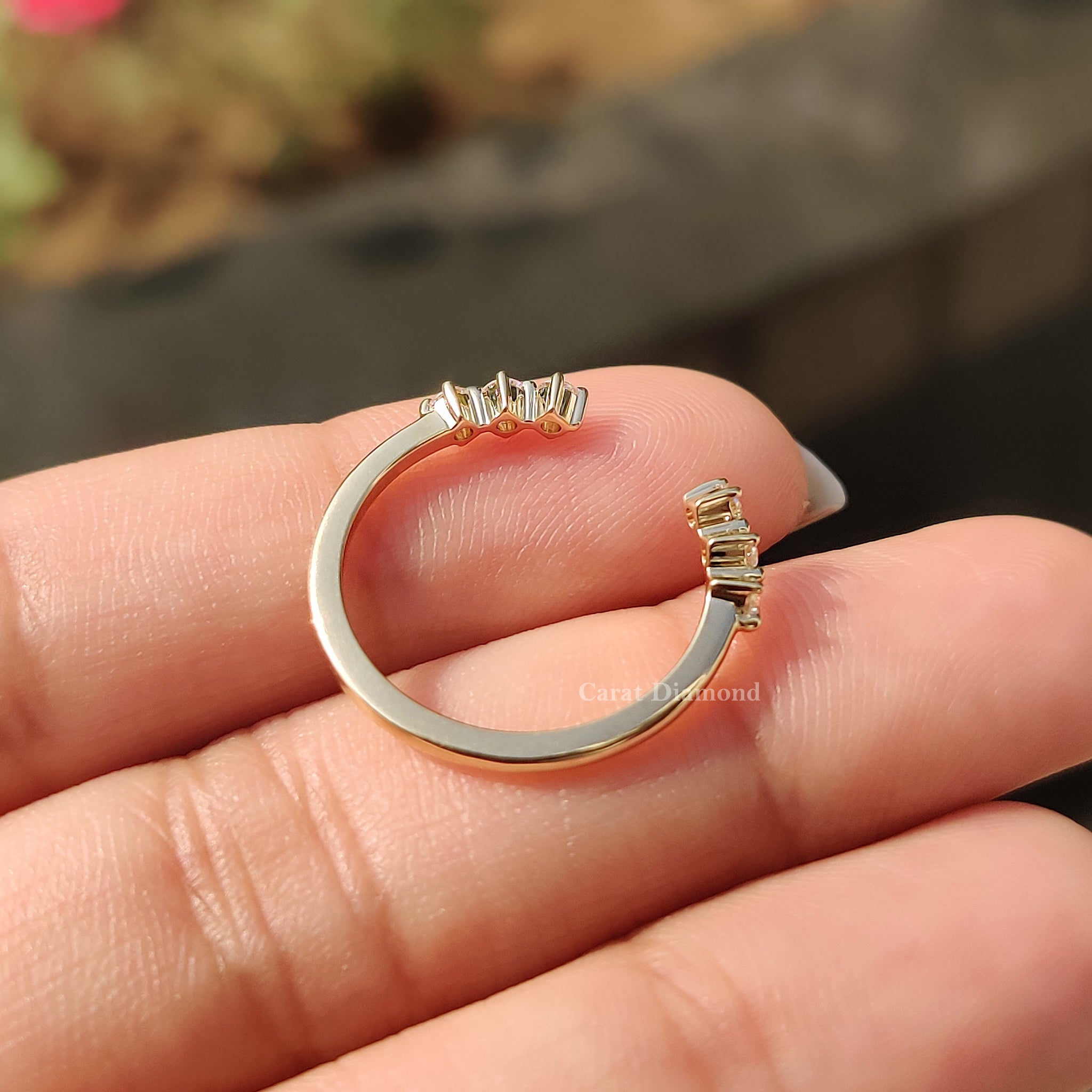 Lab grown diamond set in a delicate band.

