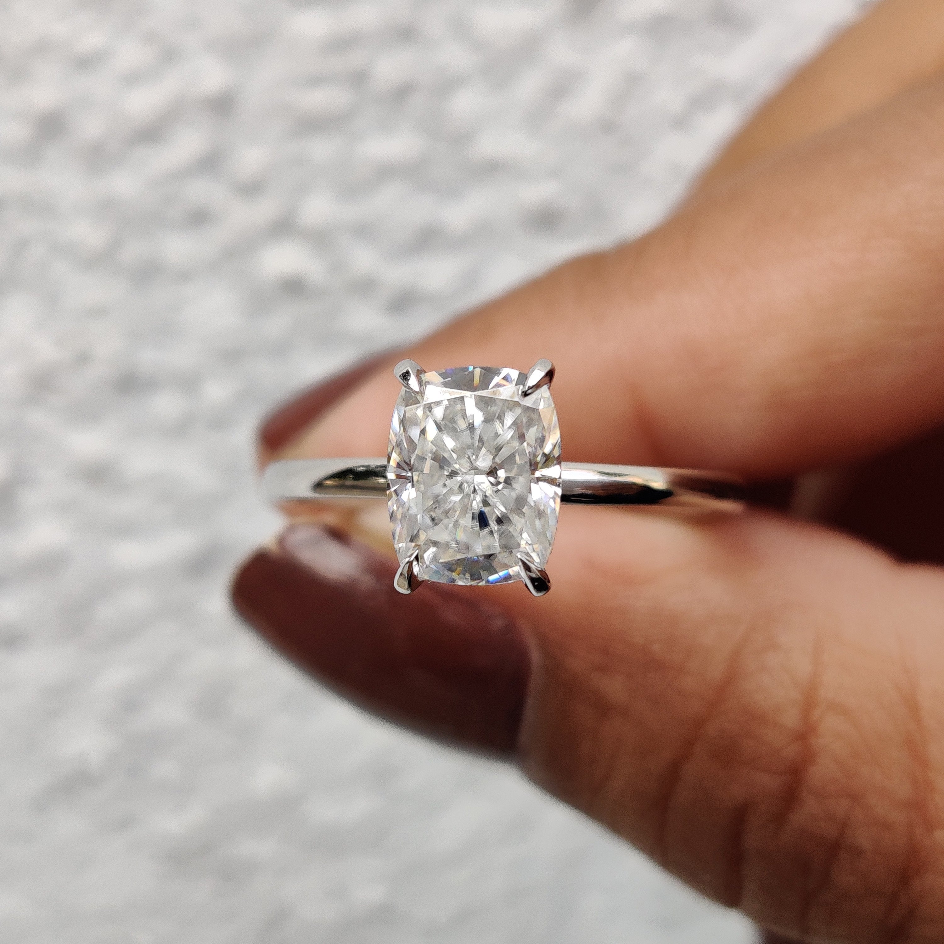 Hidden Halo Cushion Cut Diamond Ring