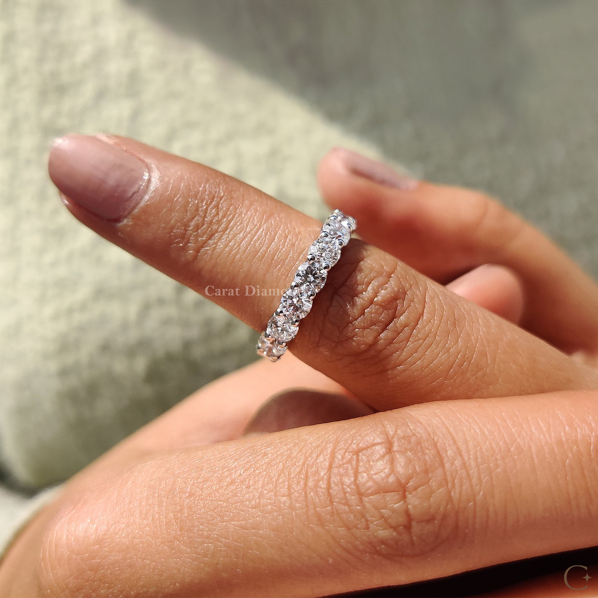 Lab Grown Diamond ring showcased inside an open ring box.
