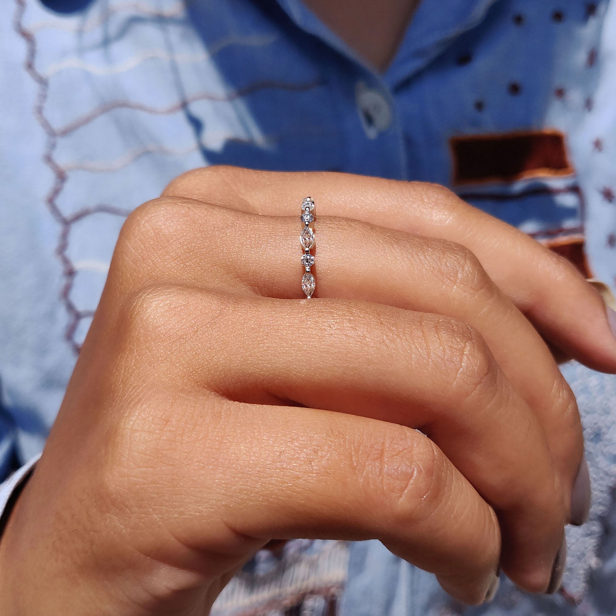 Marquise Diamond Wedding Band - Eternity Band
