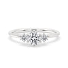 3 Stone Diamond Engagement Ring with round cut diamonds and prong setting in white gold.
