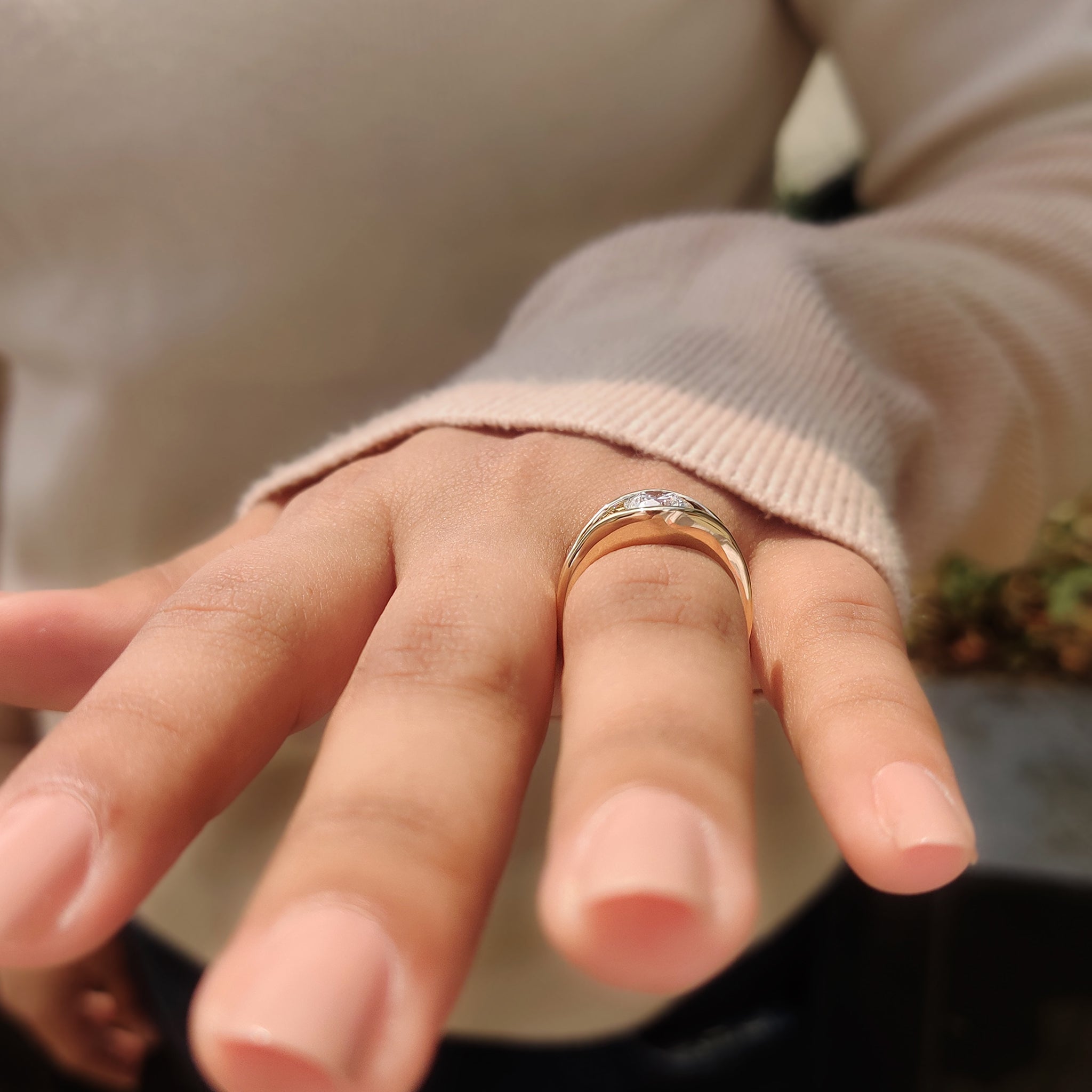 Handmade jewelry featuring a round cut diamond
