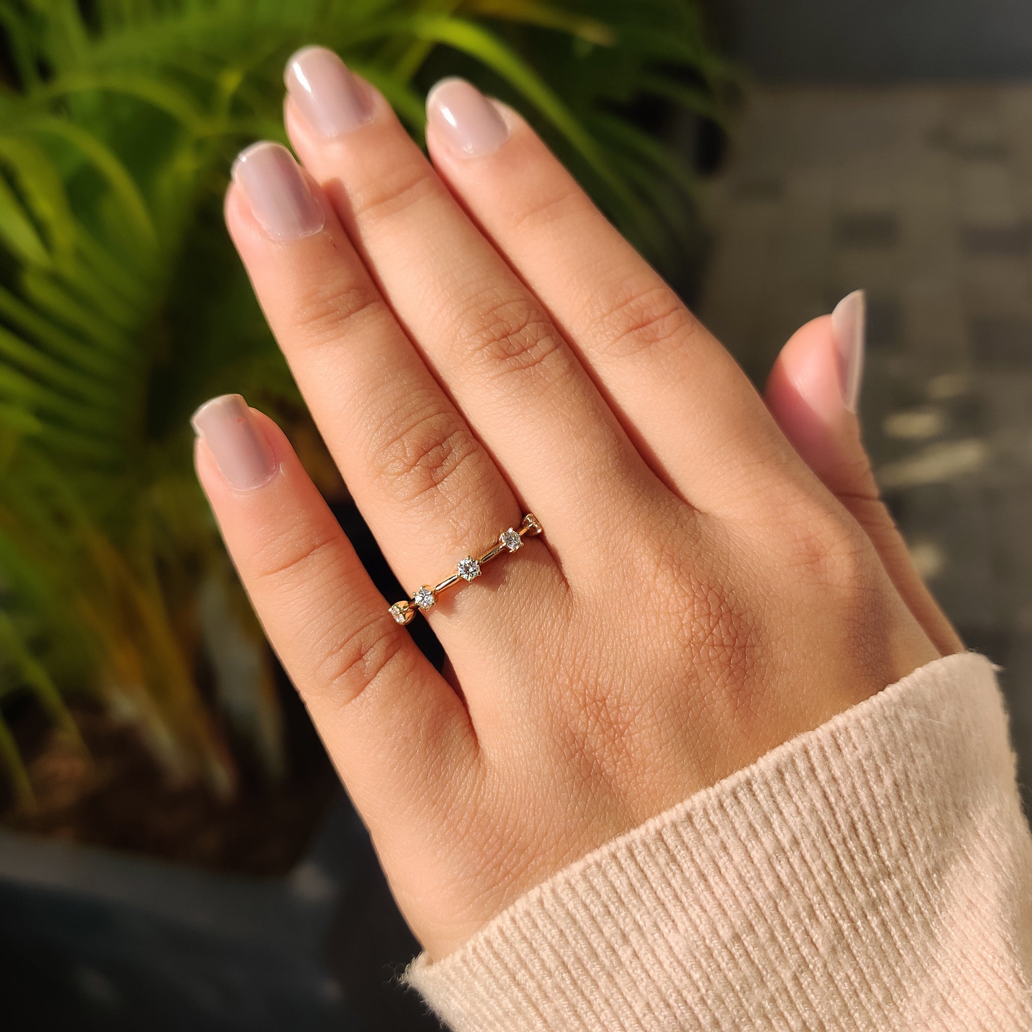 Lab Grown Diamond set in a minimalist wedding band.
