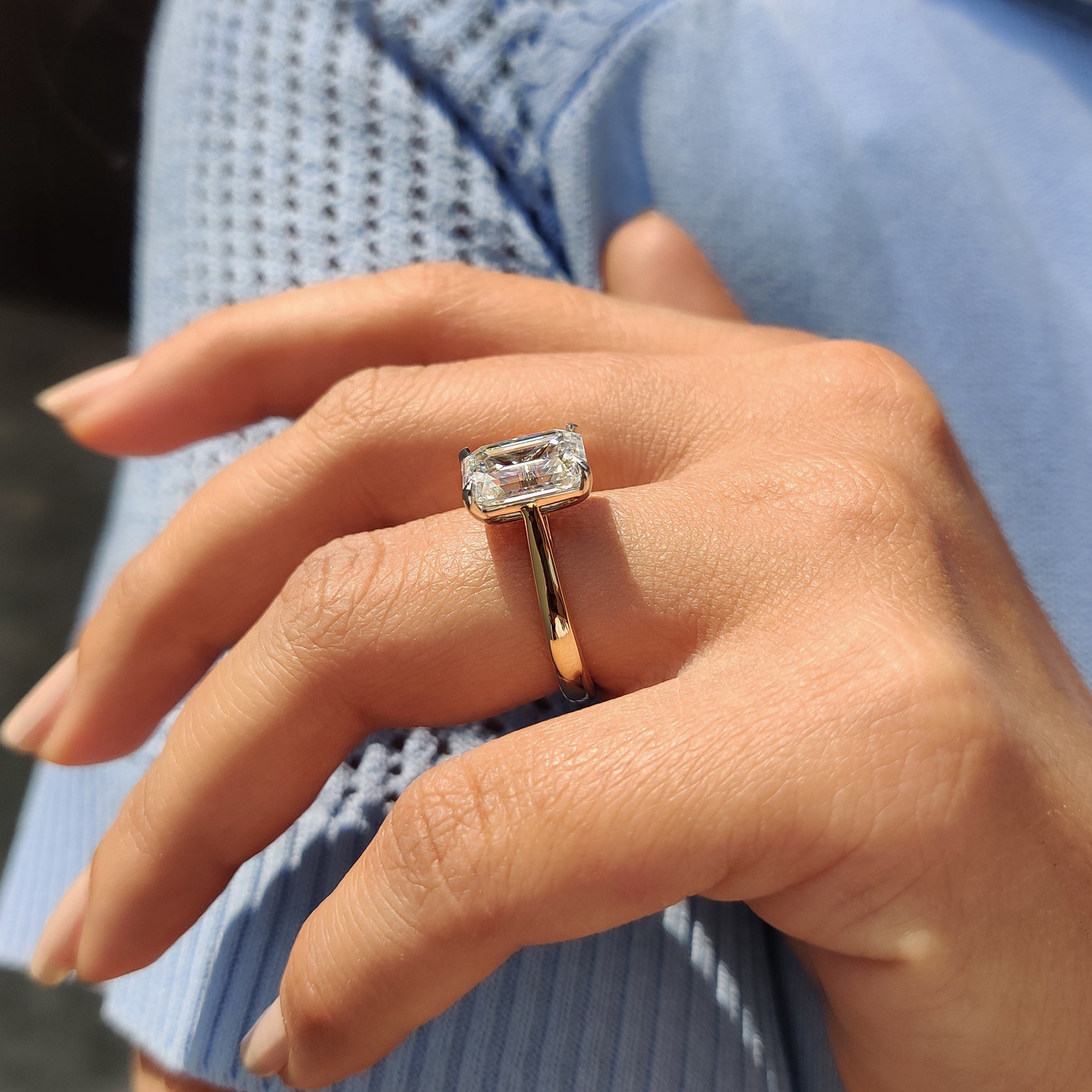 Emerald Cut Ring In Cathedral Style