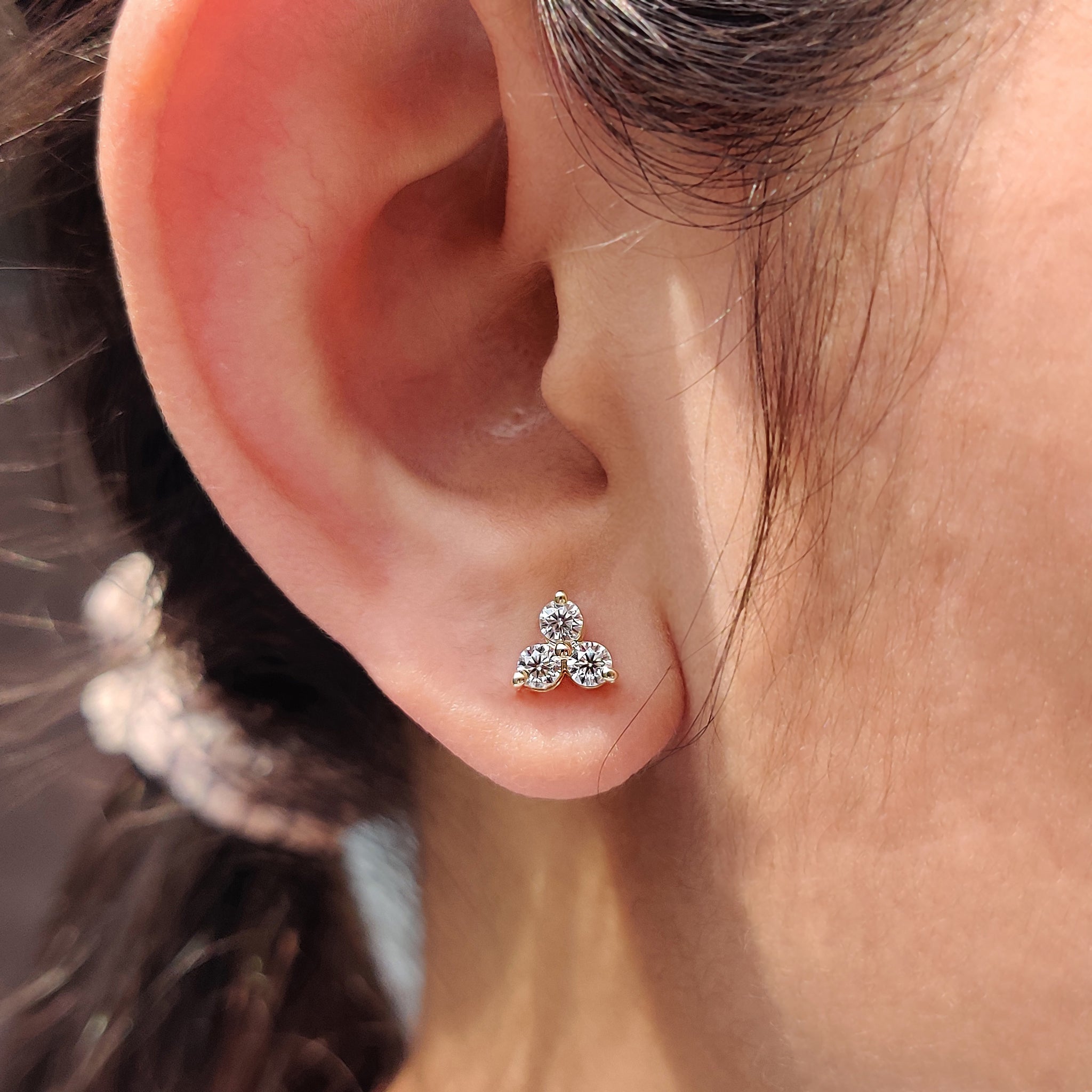 Moissanite Stud earrings featuring round cut earrings and prong settings earrings.
