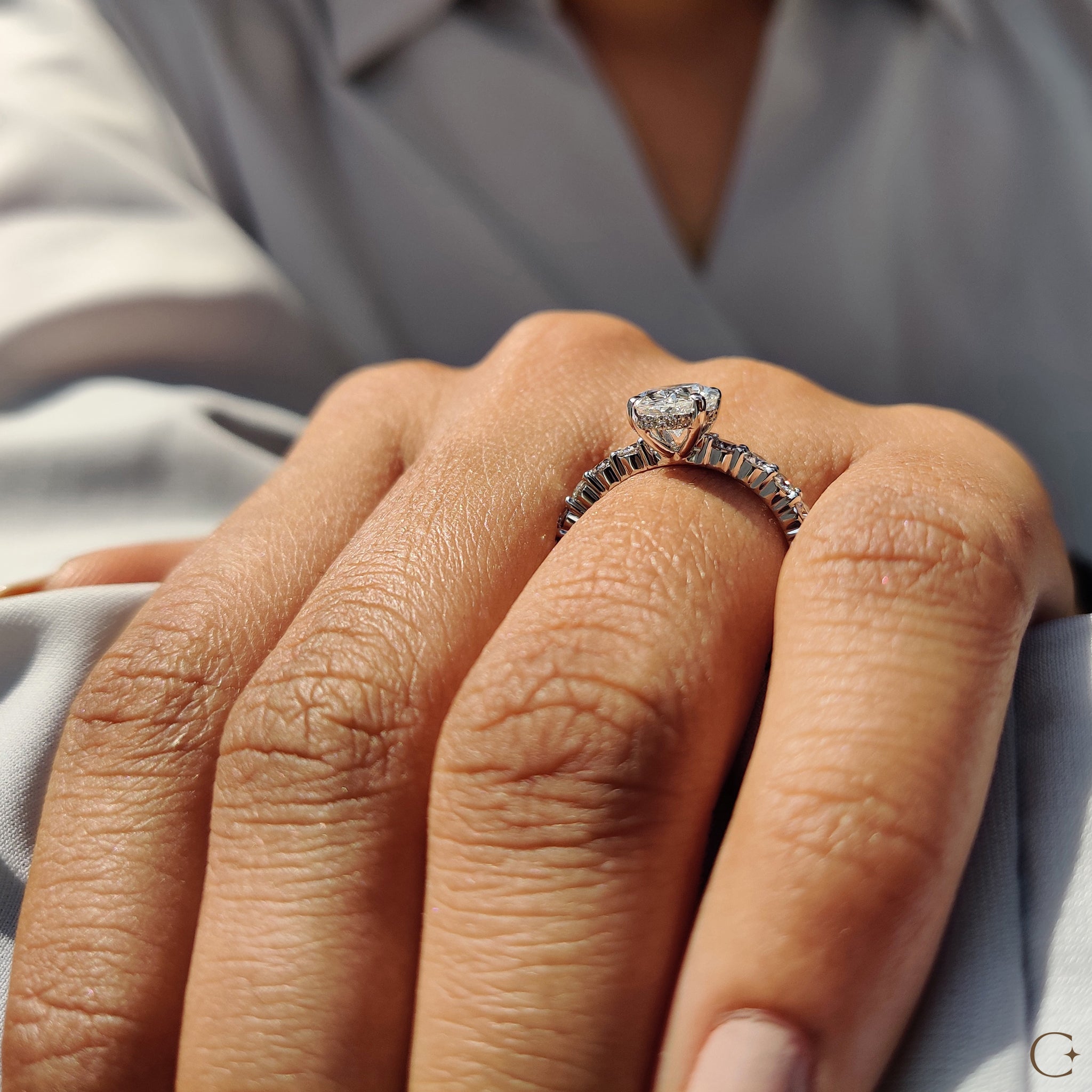 Handcrafted engagement ring made with precision and care.
