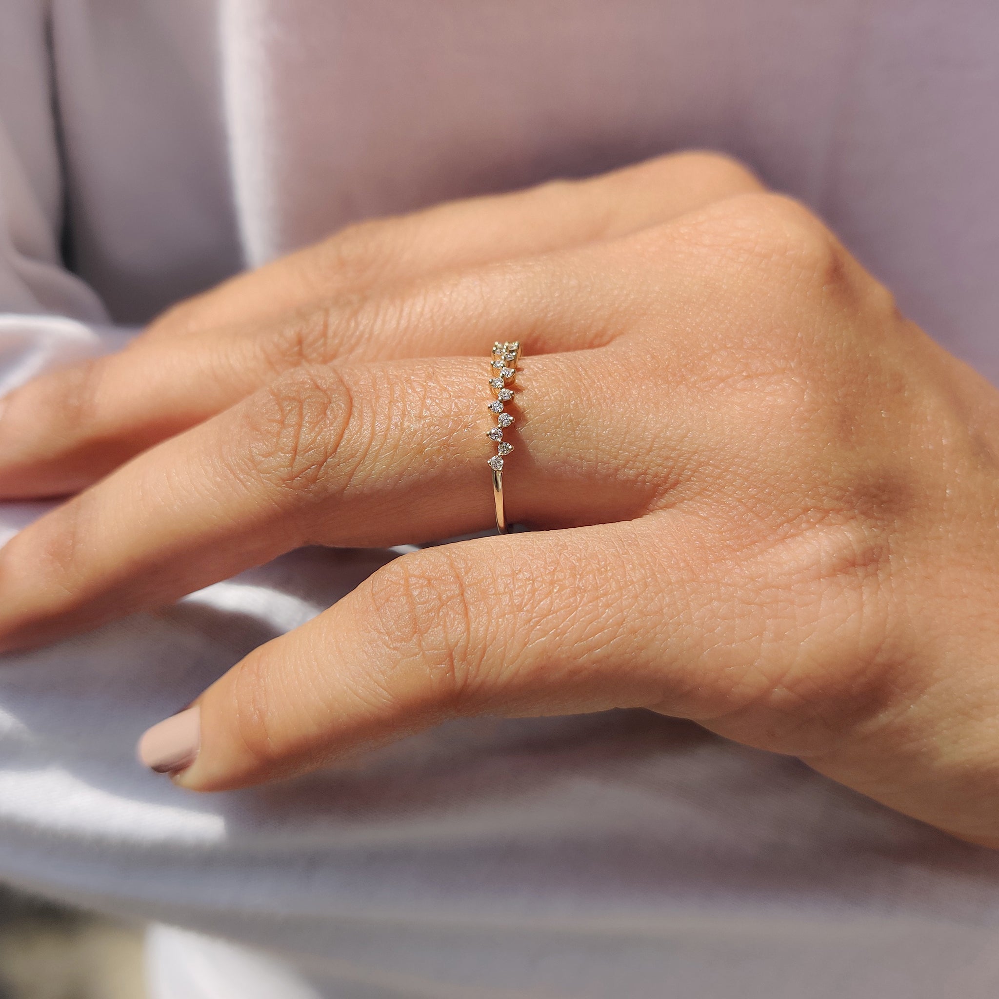 Half Eternity Band - Zig Zag Style