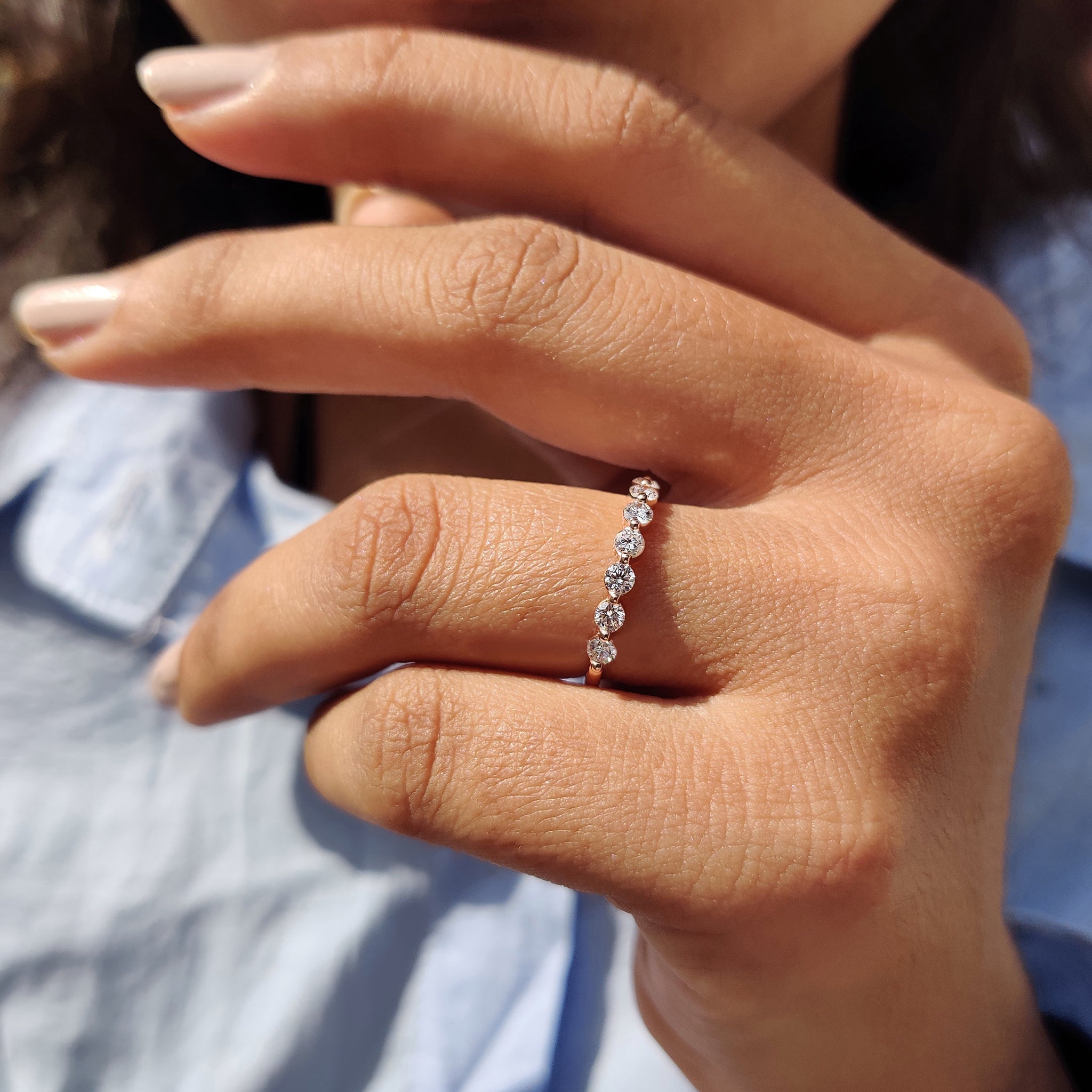 Half Eternity Wedding Band - Round Cut Diamond