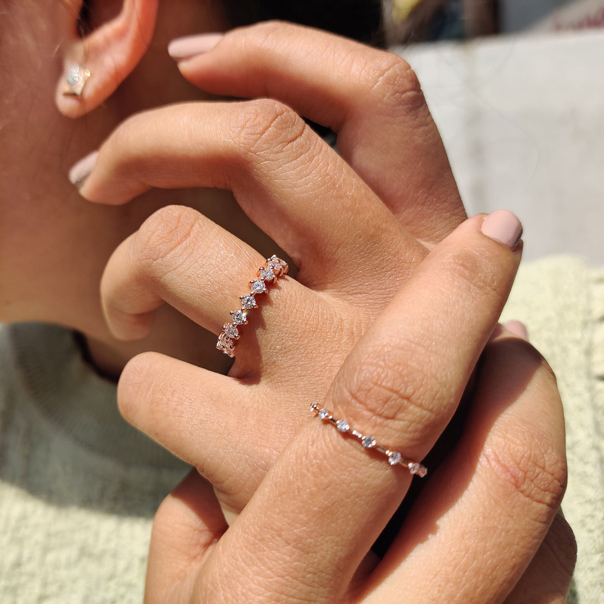 Secure Compass Prong Round Diamond Eternity Wedding Band