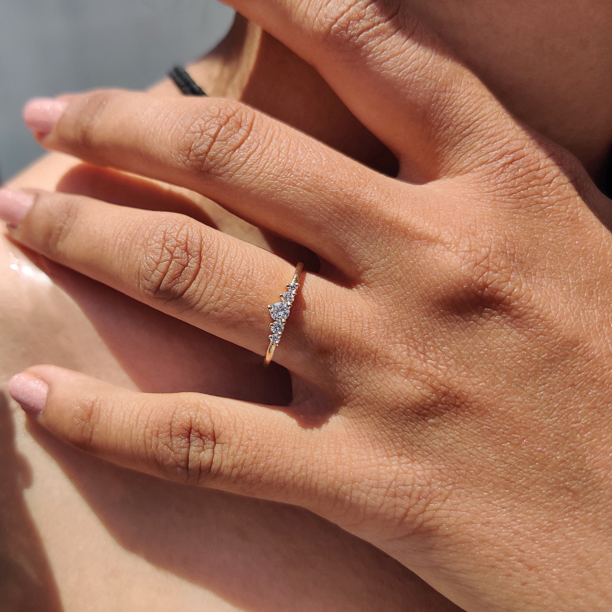 5 Stone Wedding Band with Round Diamonds