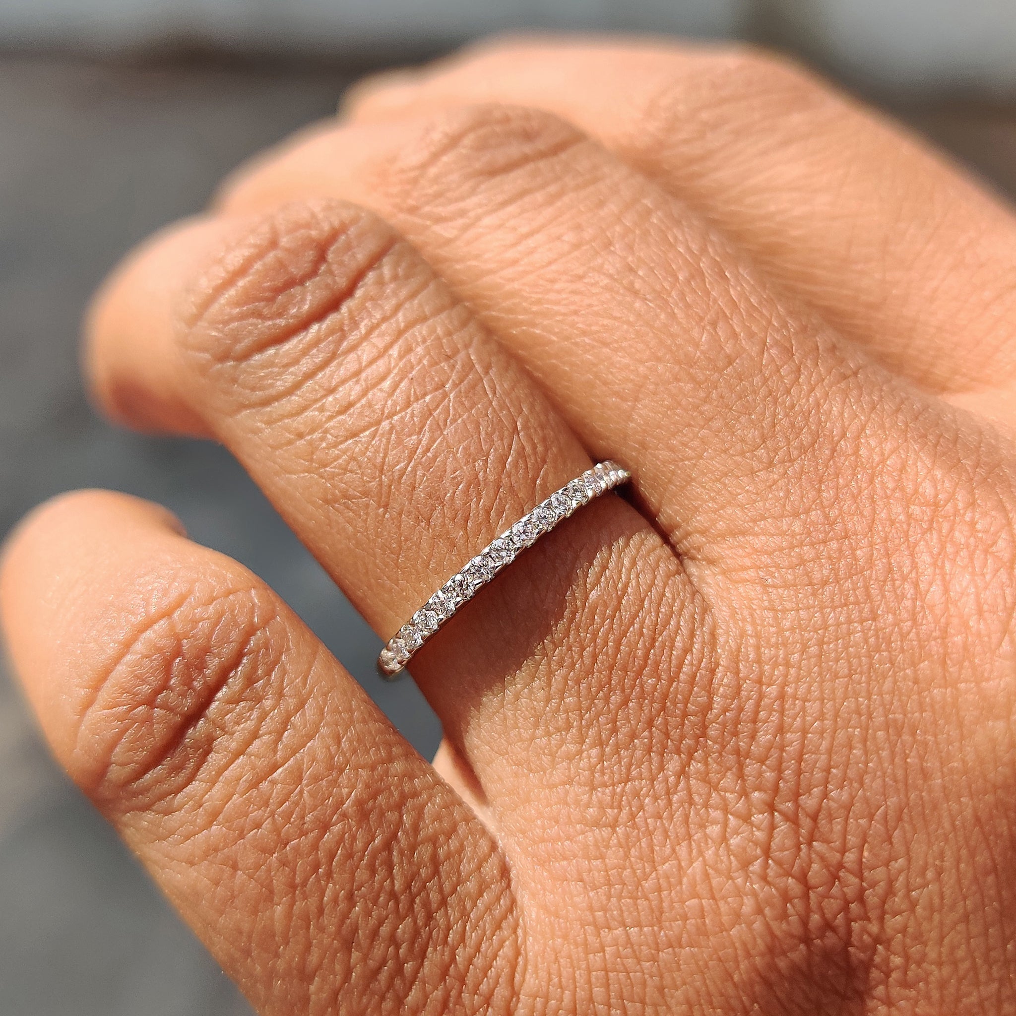 Bezel Set Wedding Band – Round Cut Half Eternity