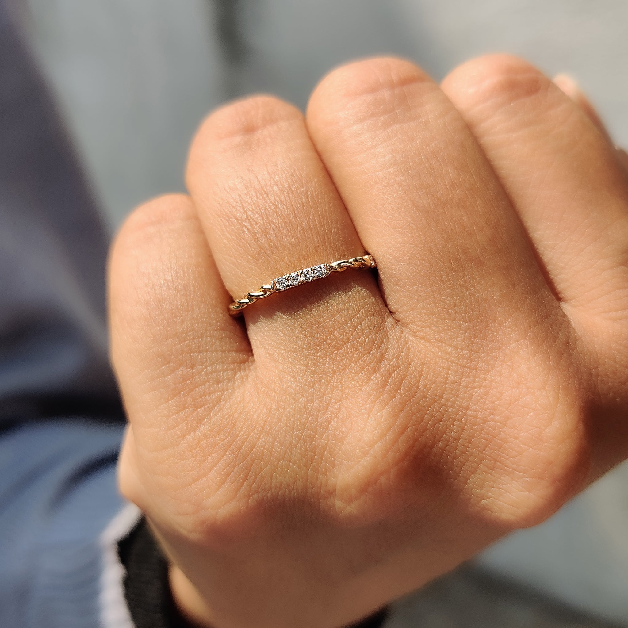 Buy wedding band with lab-grown diamonds.