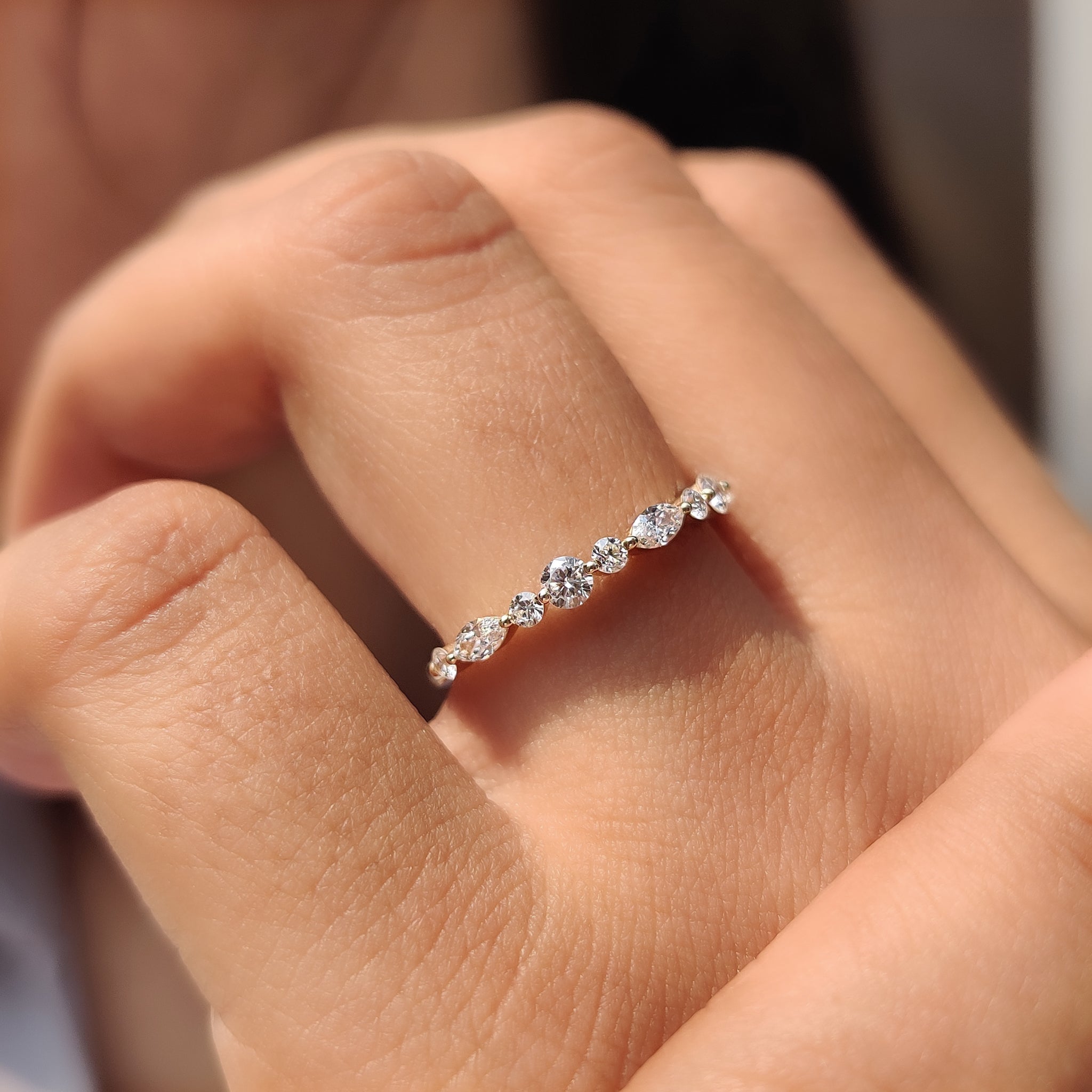 Handmade diamond band crafted by Carat Diamonds.