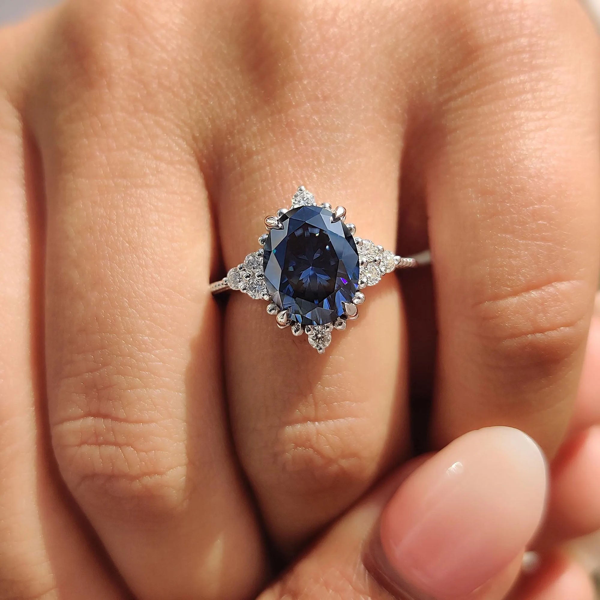 Moissanite engagement ring made for those who want more value.
