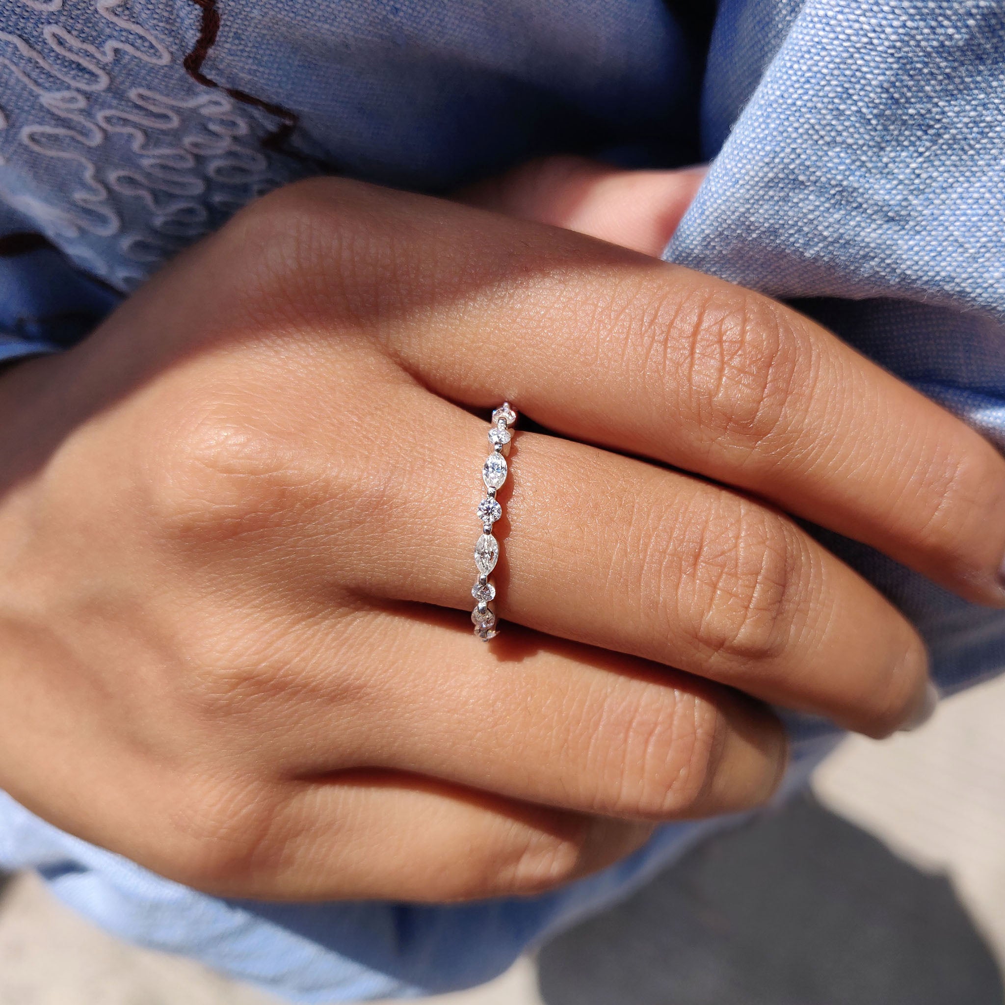 Floating Bubble Wedding Band In White Gold