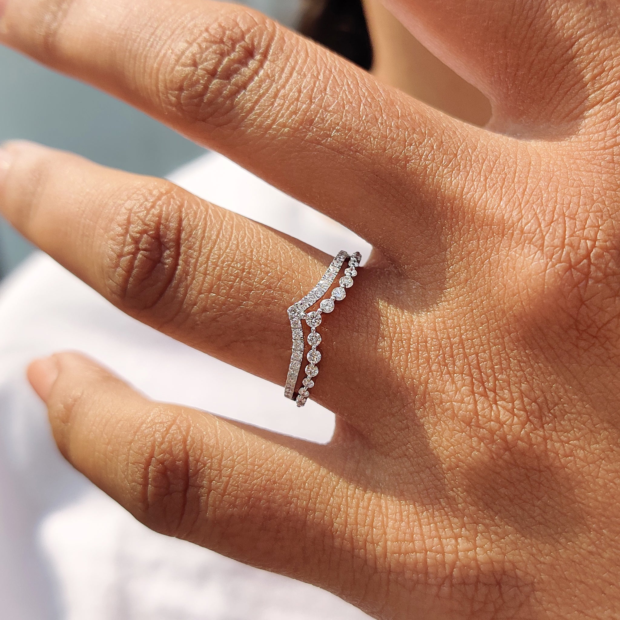 Handmade Jewelry with a Chevron Diamond Wedding Band design.
