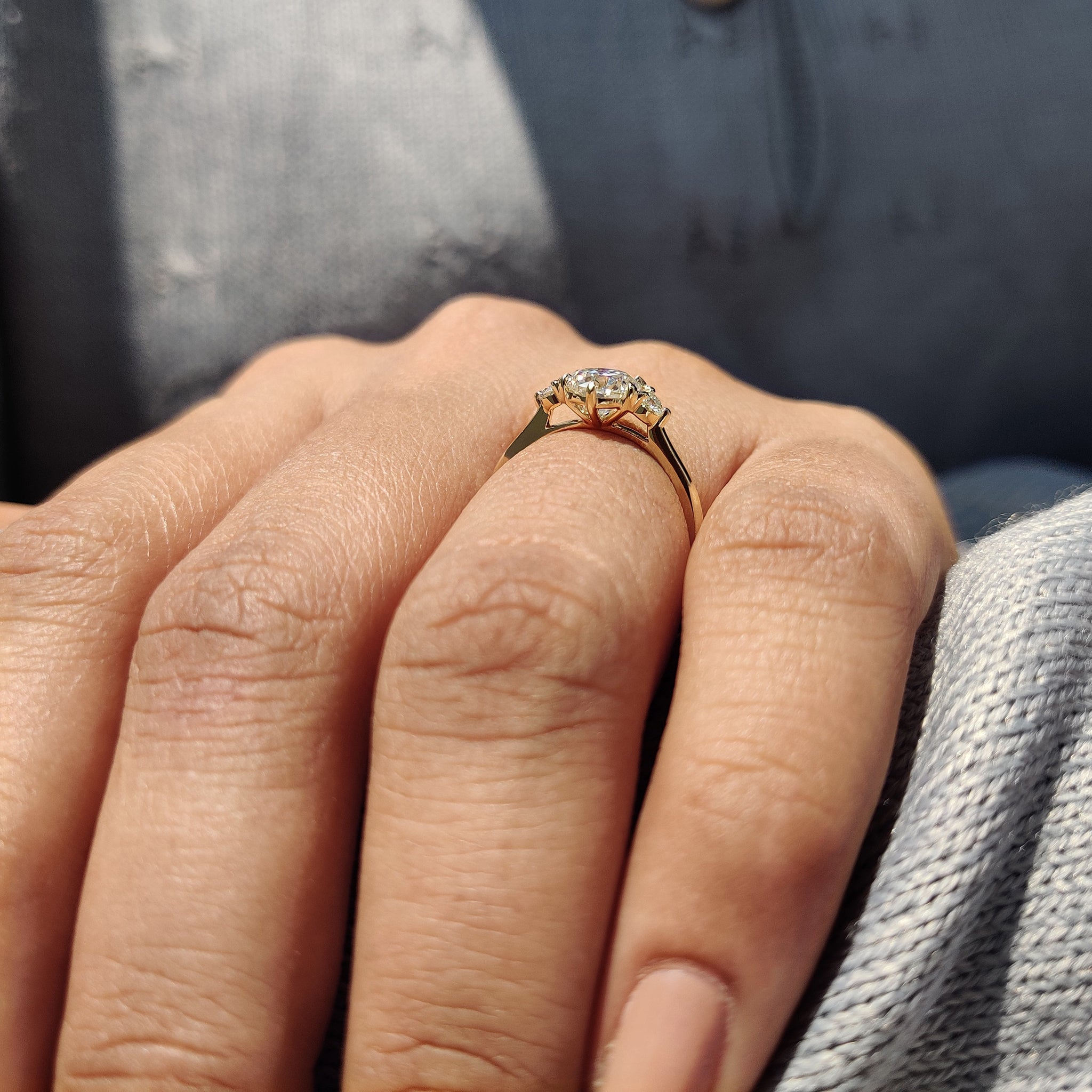 Buy engagement ring with a round cut Moissanite and handmade craftsmanship.
