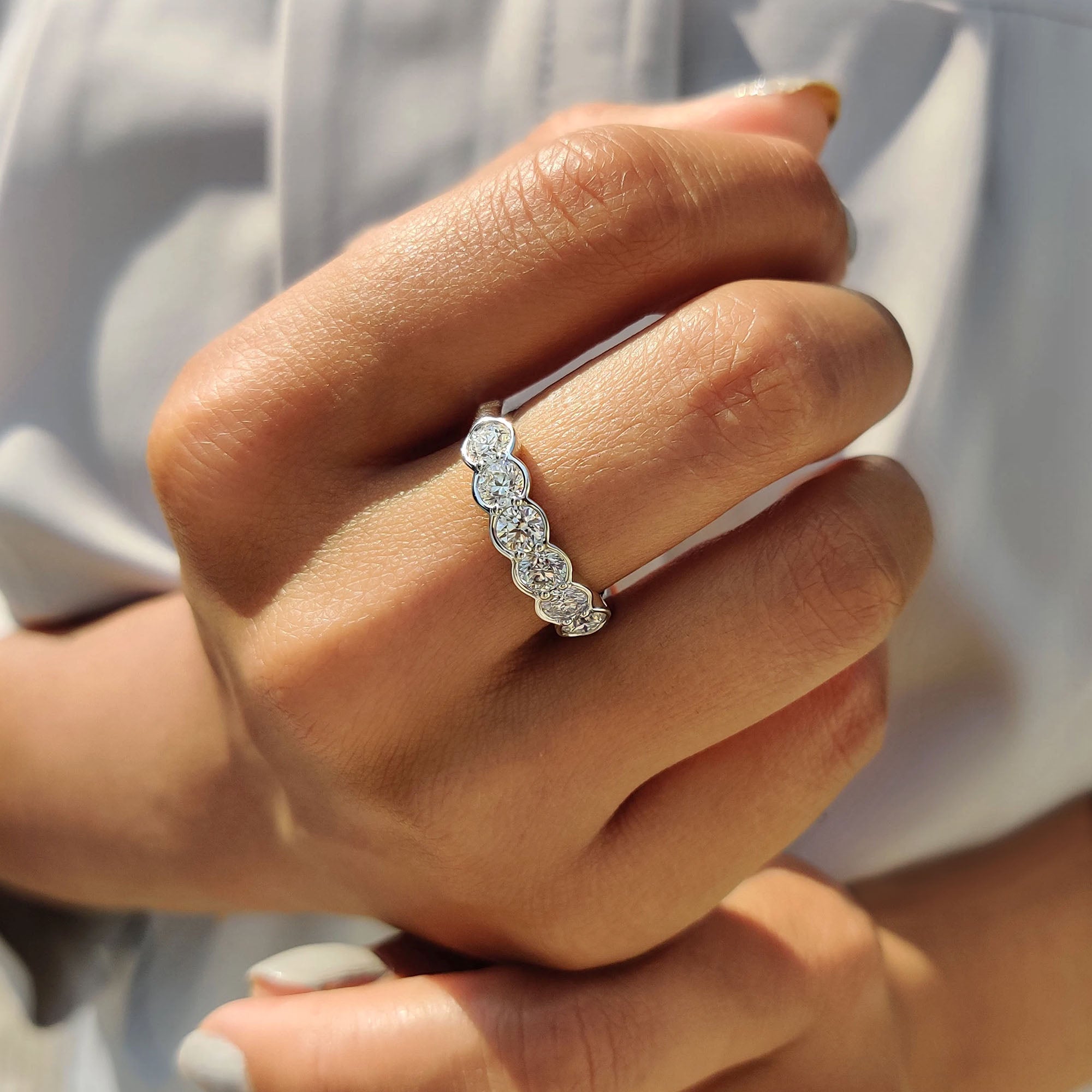 Half Eternity Bezel Set Diamond Band