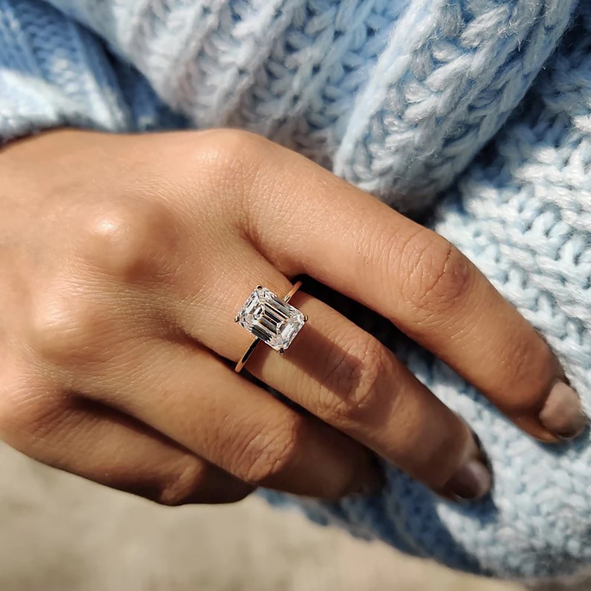 Carat diamonds engagement ring with yellow gold band.
