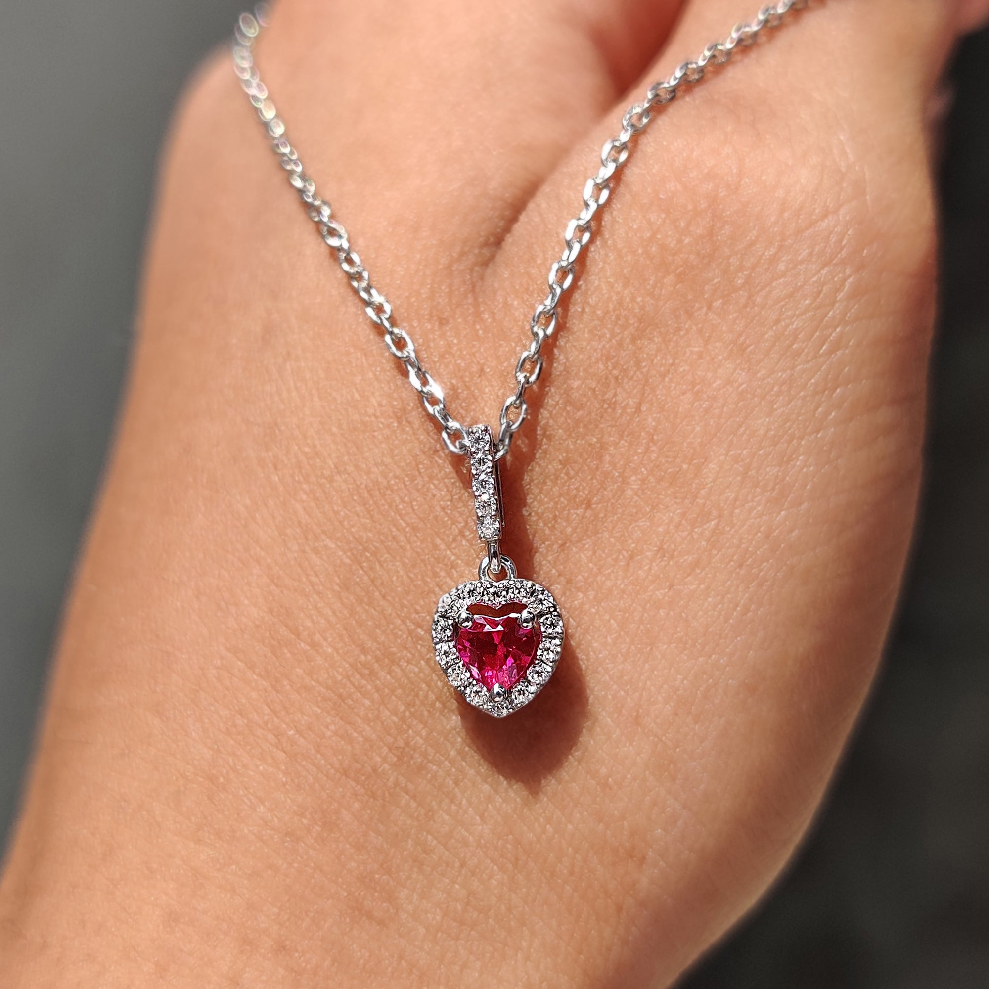 Charged Himalayan Ruby Fuchsite Crystal Heart Pendant – 20" Stainless Steel Chain – Zenergy Gems
