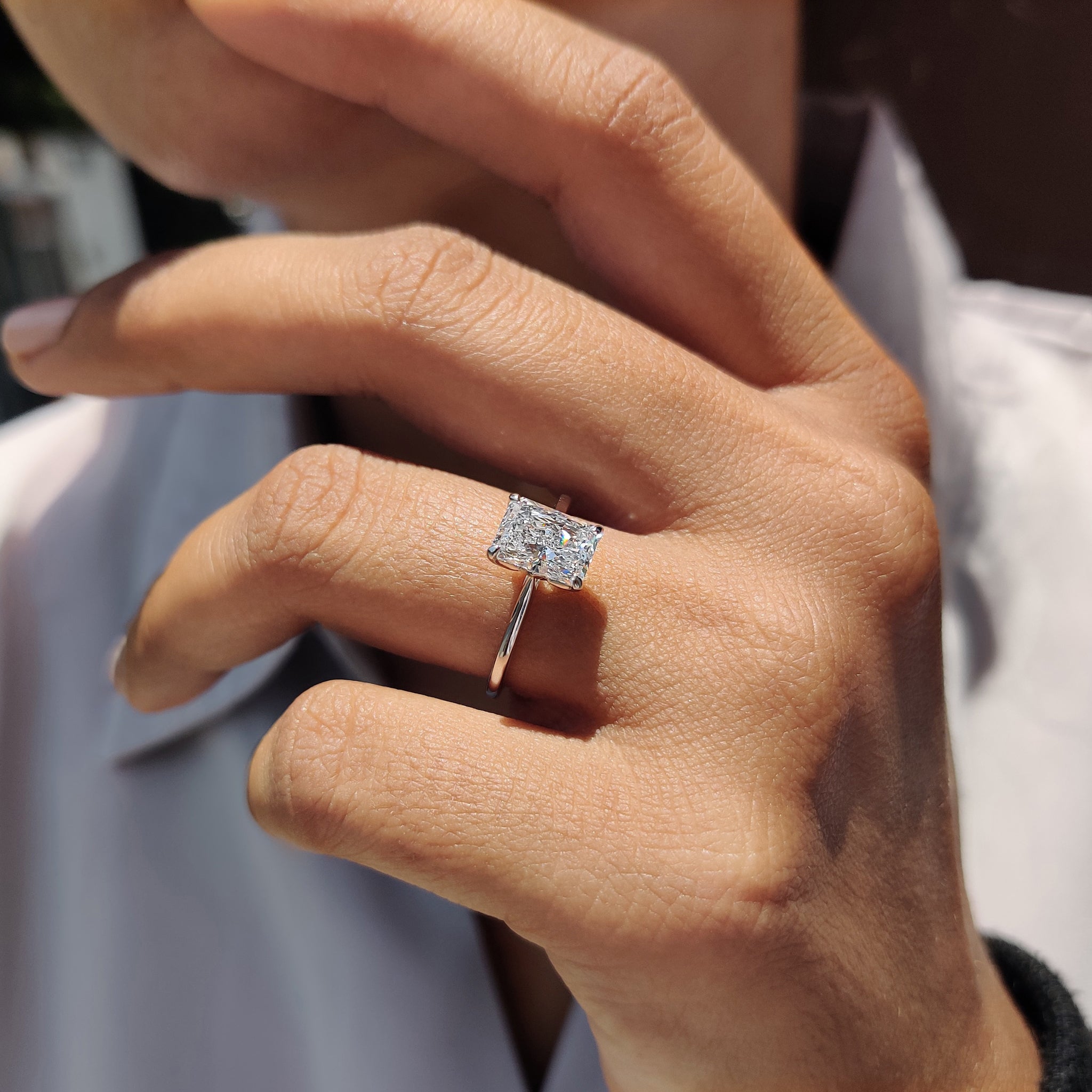 Radiant Diamond Engagement Ring In Solitaire Setting