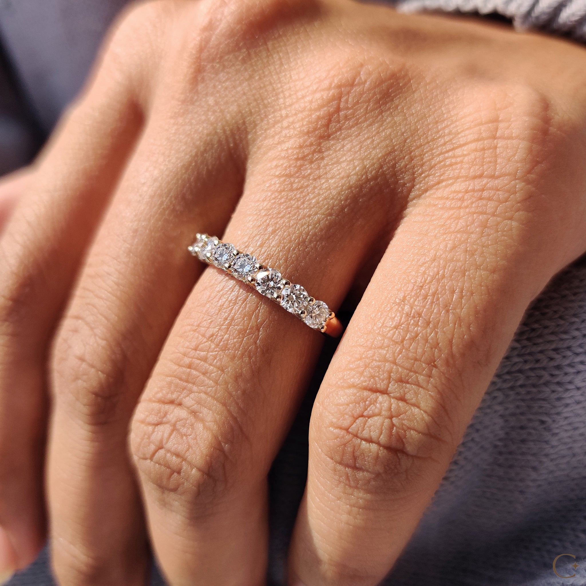 Yellow gold diamond band with a classic and elegant look.
