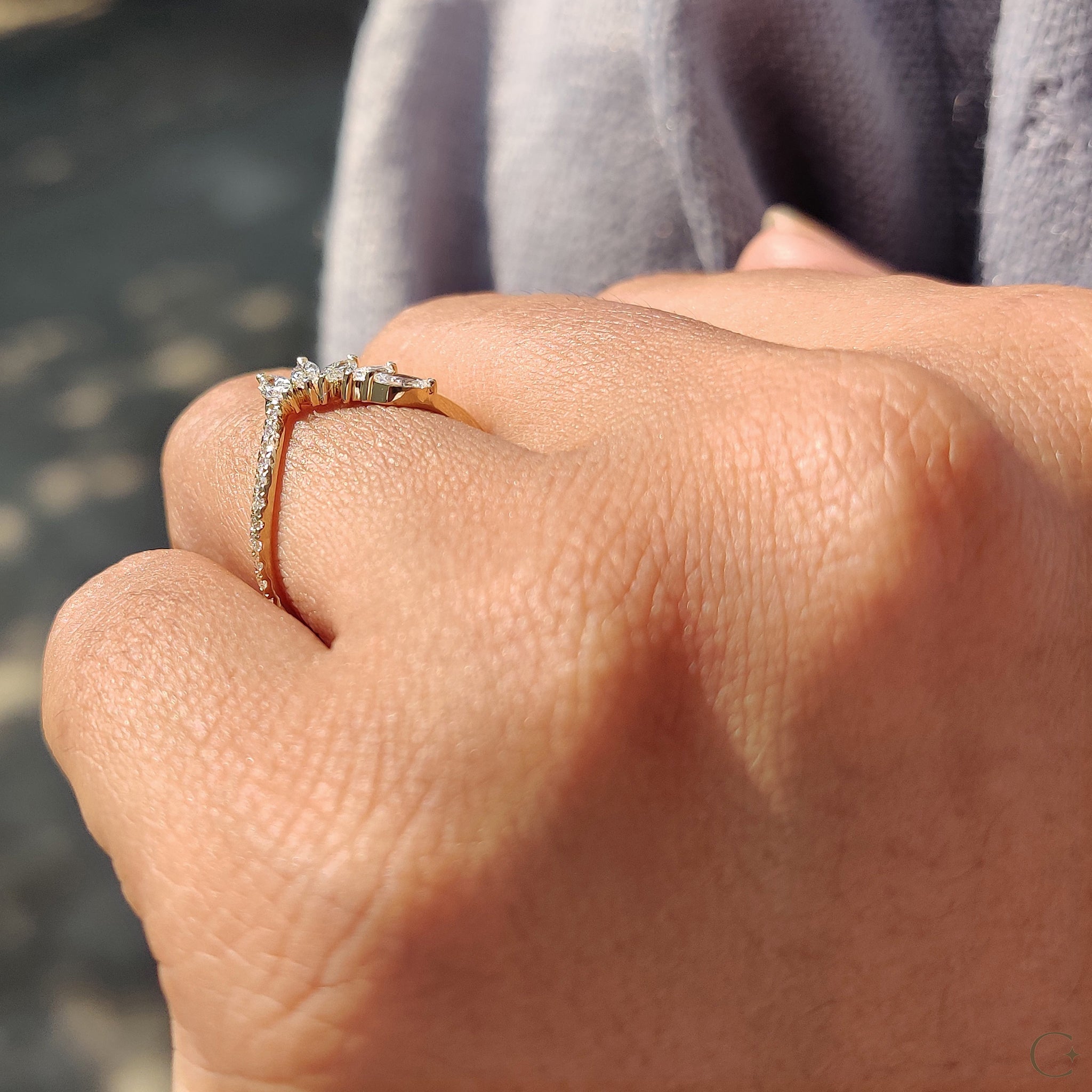 Tiara Wedding Band in Marquise and Round Diamond