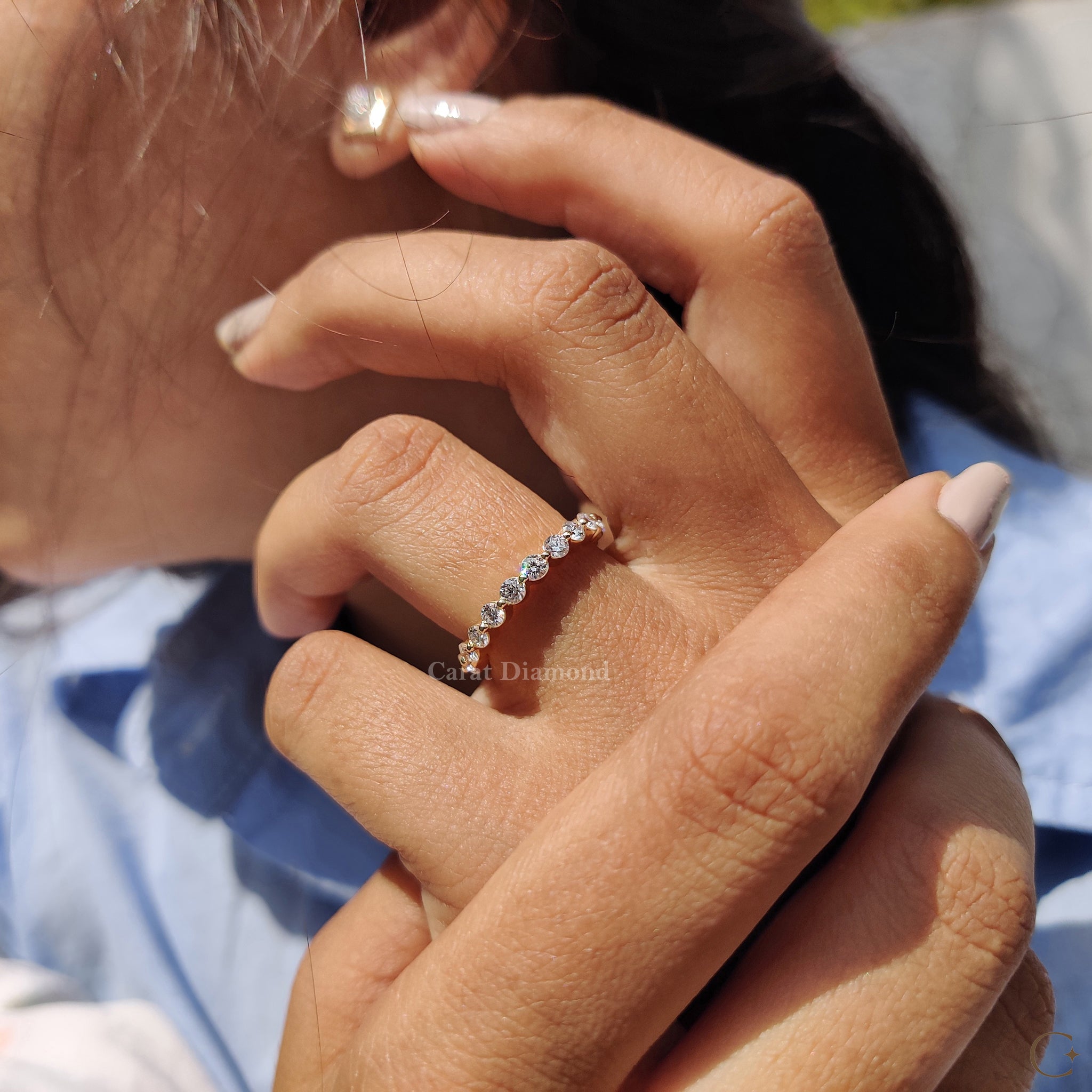 Carat diamonds wedding band shown with a classic cut.