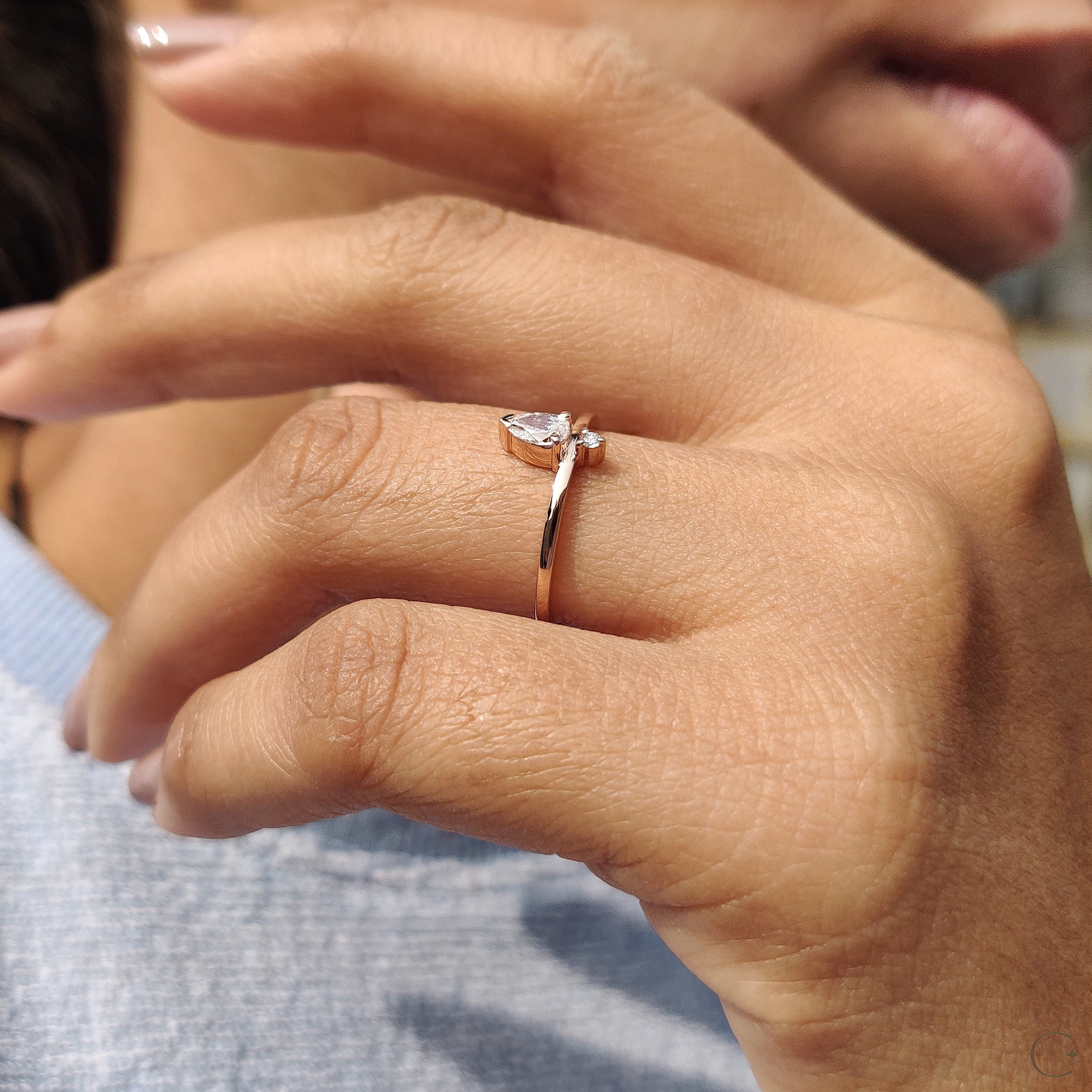 Prong setting ring with lab grown diamonds.
