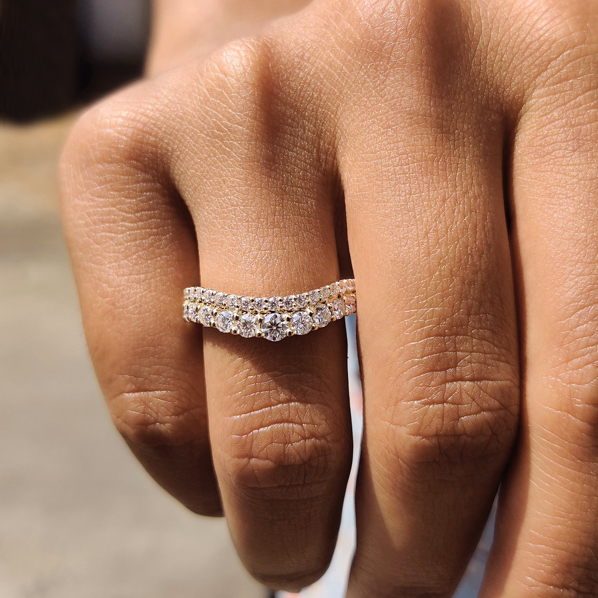 Half Eternity Wedding Band - Double Row  Style