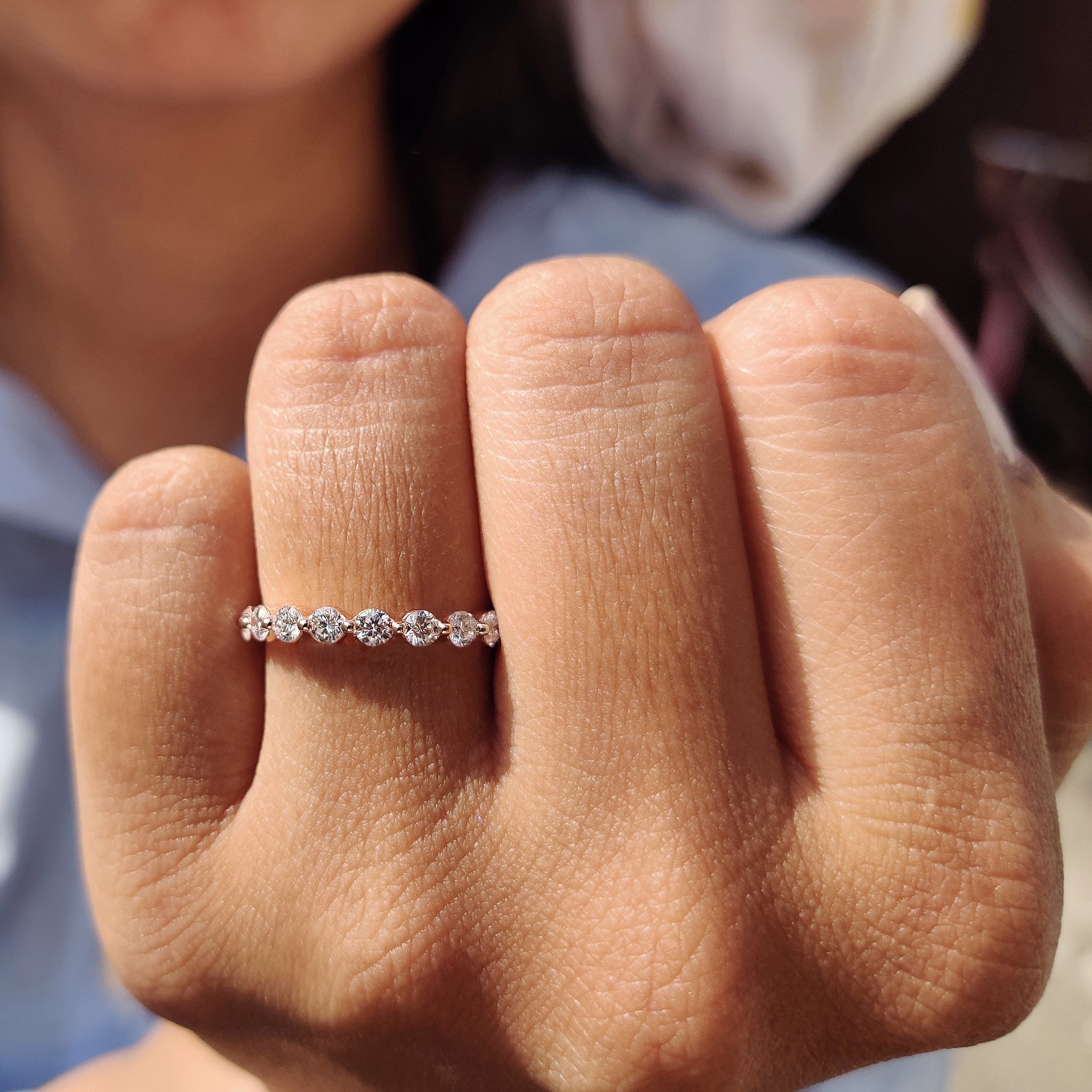 Half Eternity Wedding Band - Round Cut Diamond