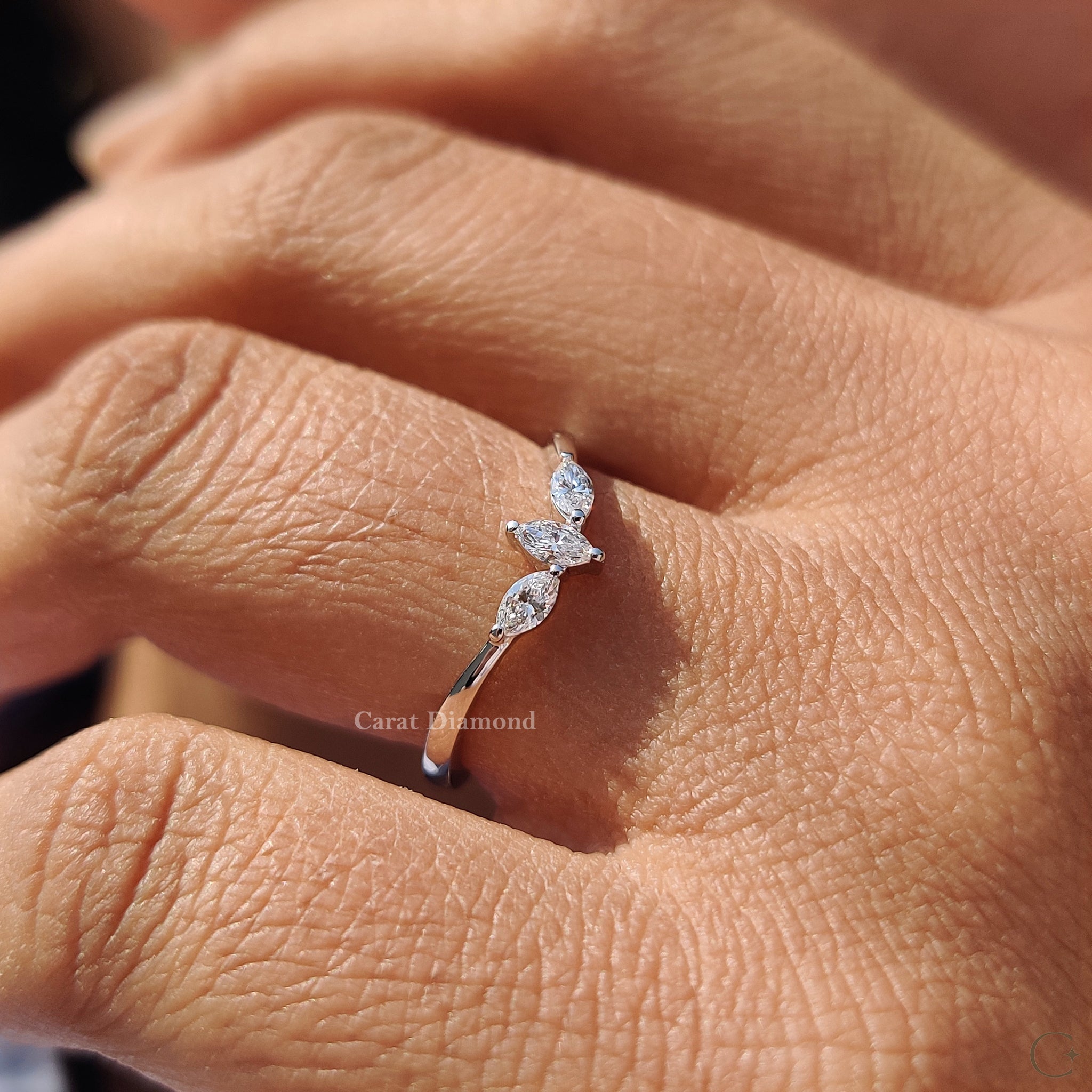Curved diamond band designed to match any engagement ring beautifully.
