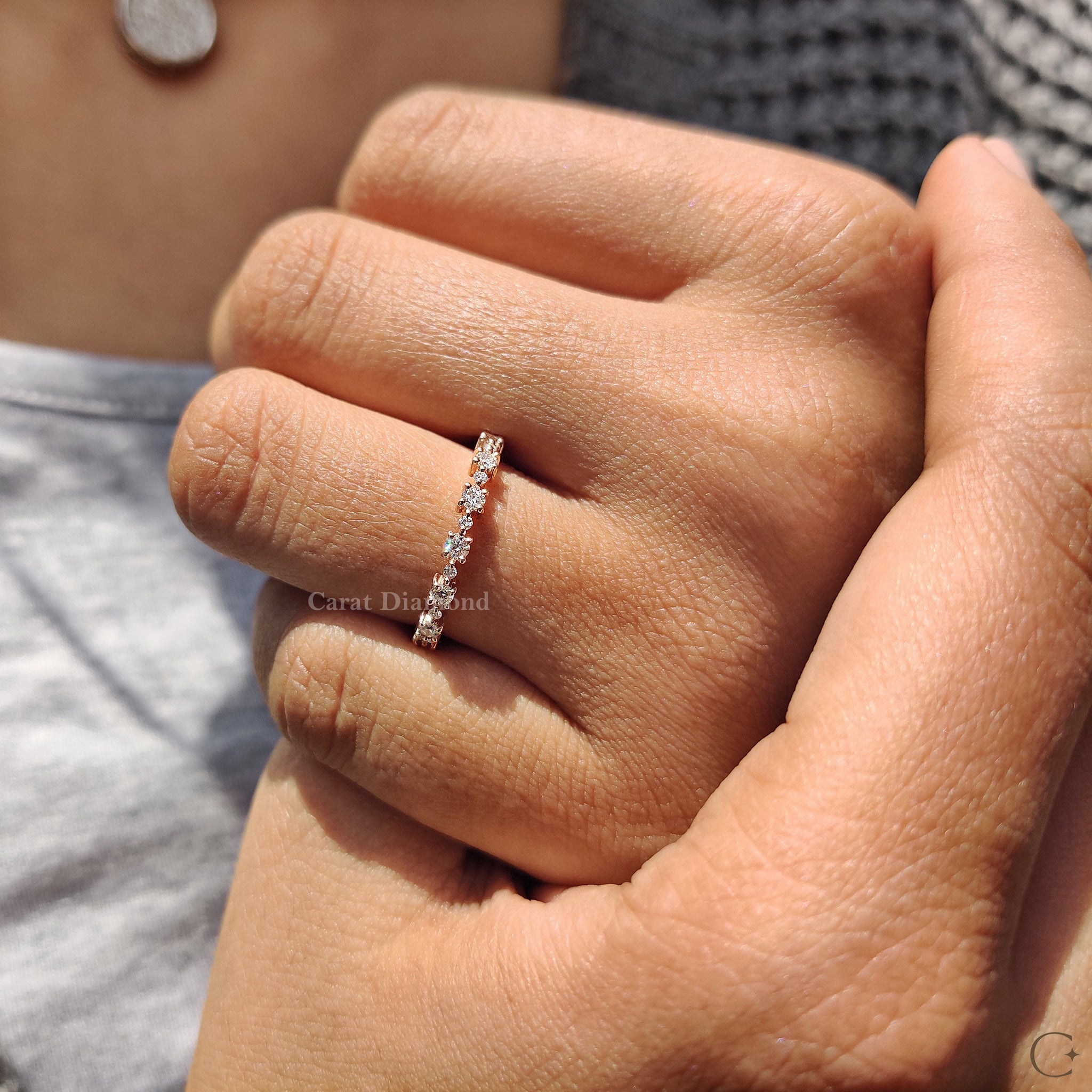 Full eternity band featuring continuous diamonds.