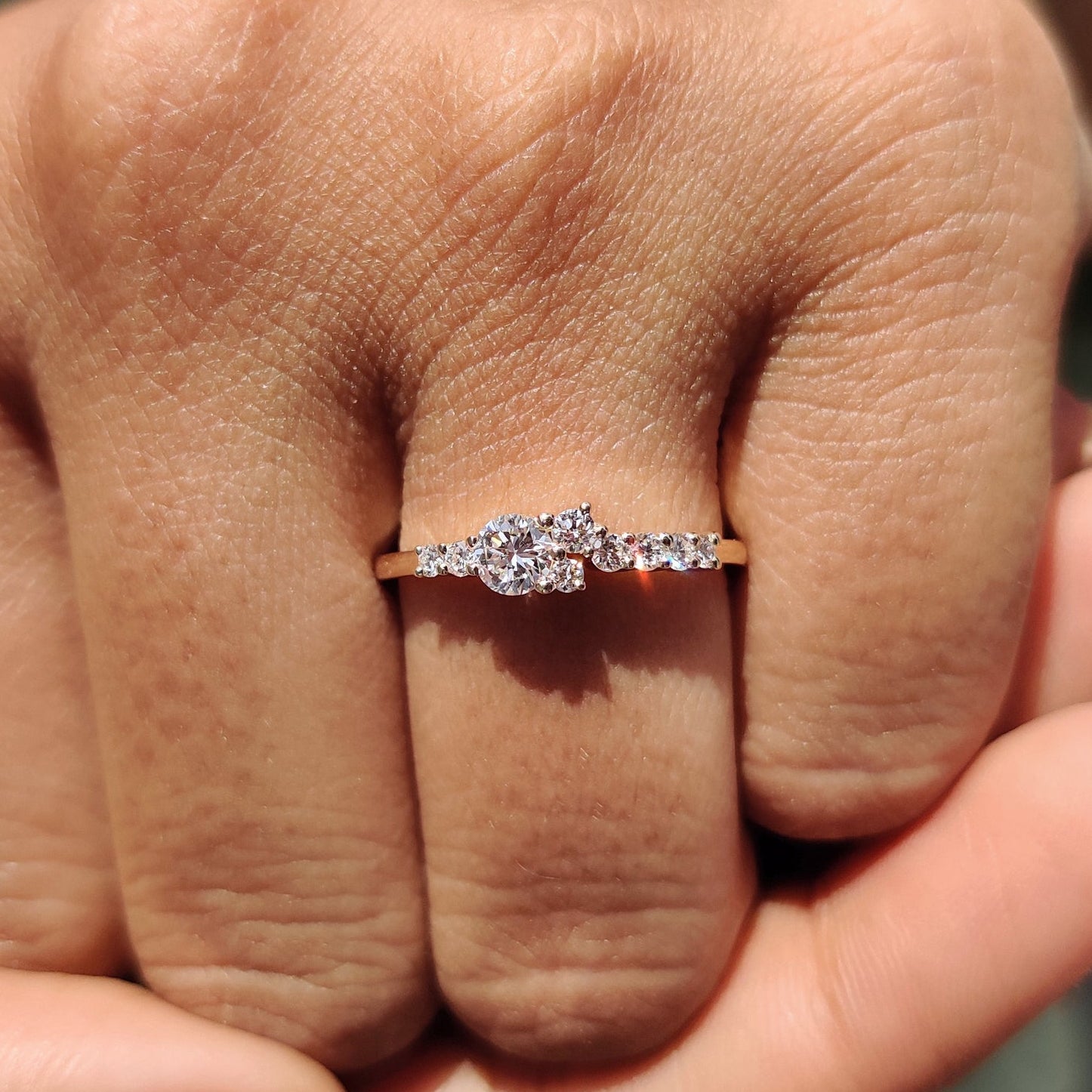 Cluster engagement ring with a stunning diamond arrangement.
