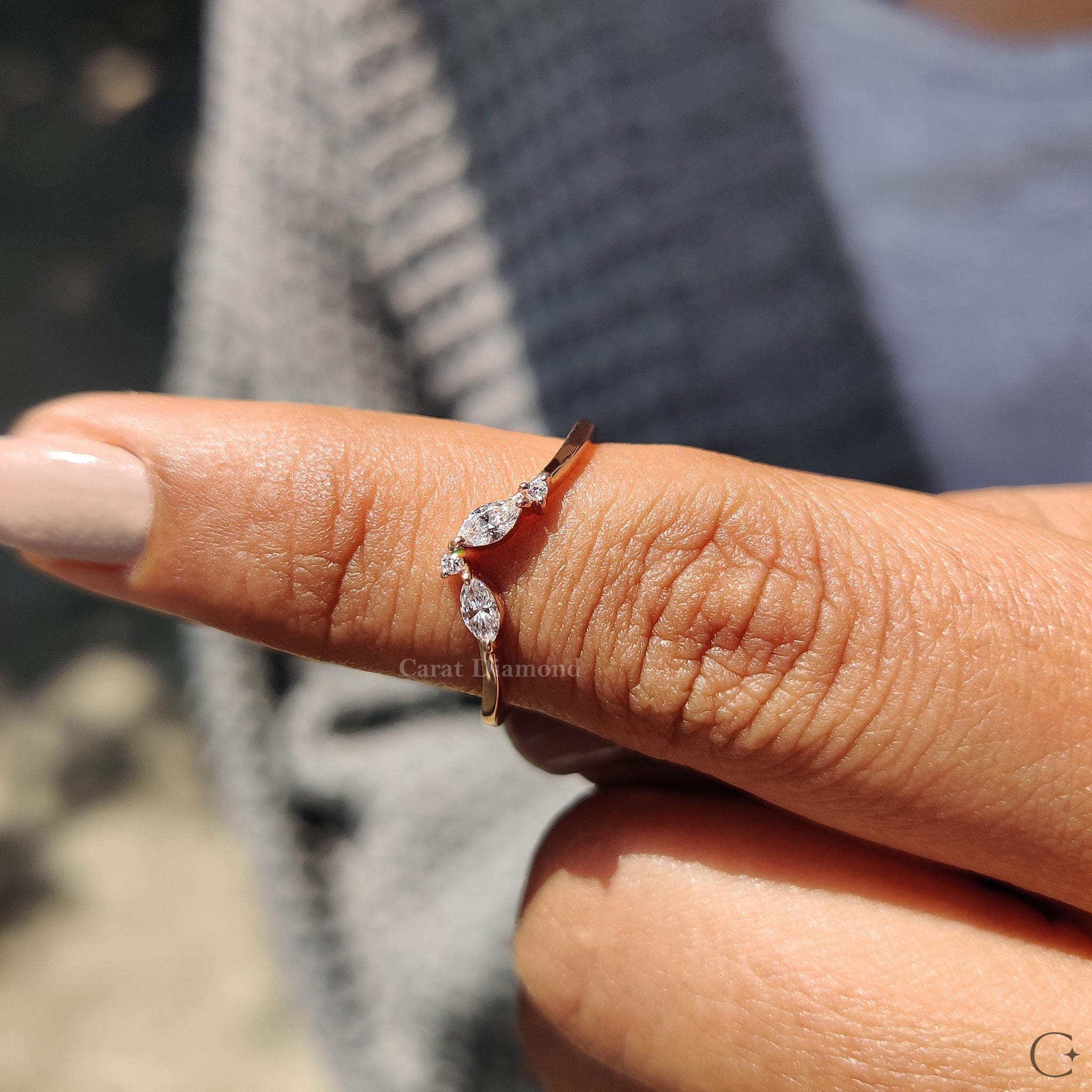 Lab Grown Diamond band displayed on a soft linen cloth.
