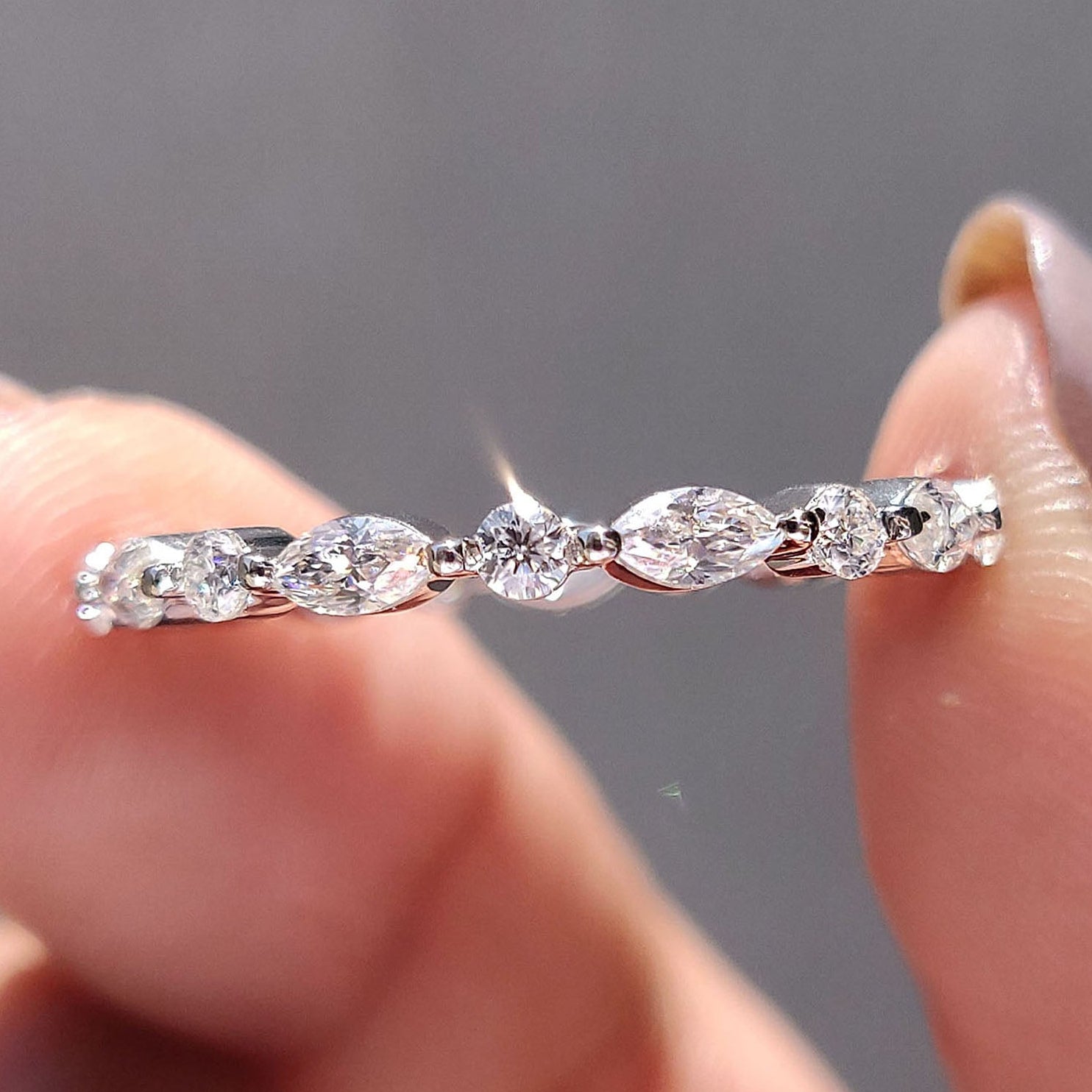 Marquise Diamond Wedding Band - Eternity Band