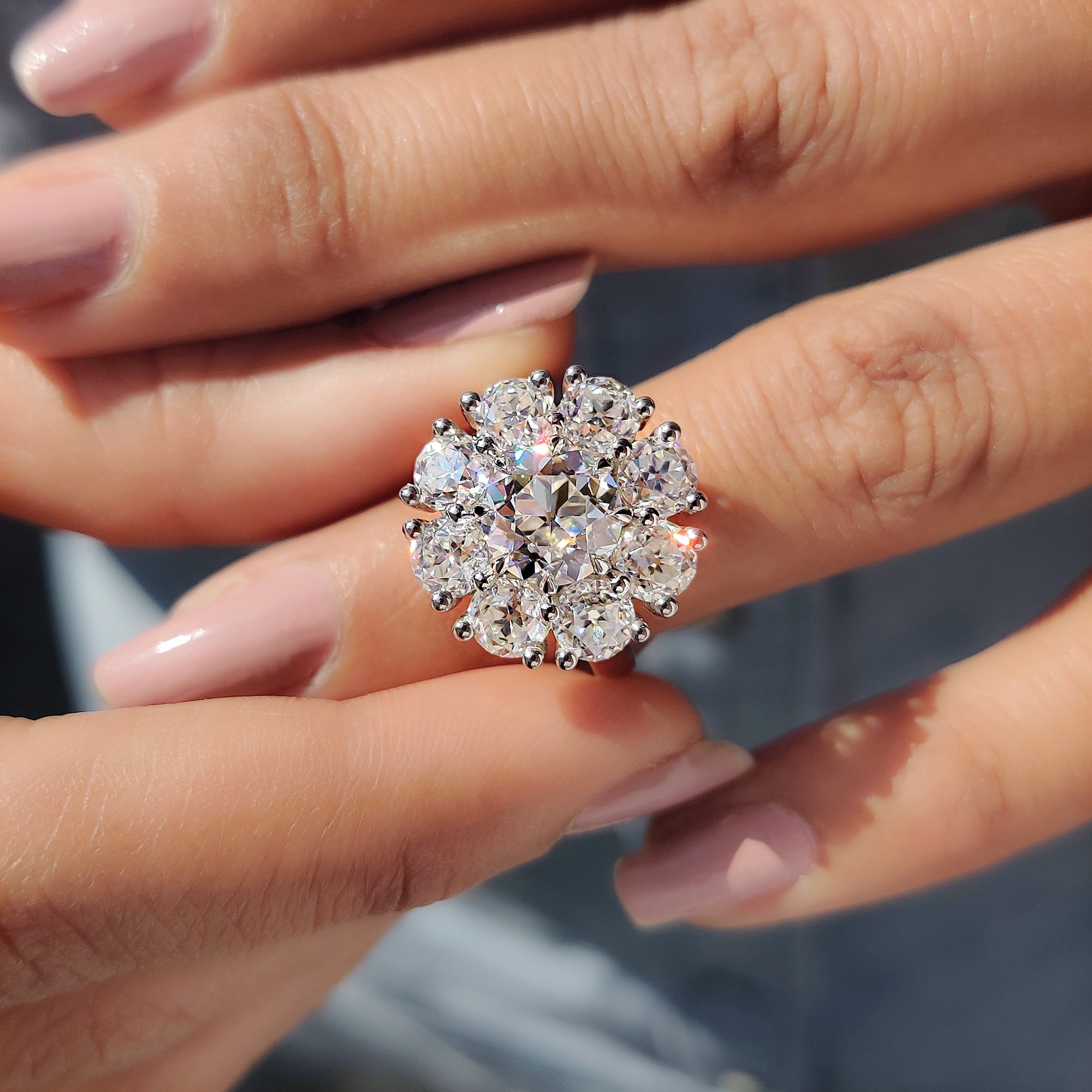 Elegant round cut Moissanite halo ring