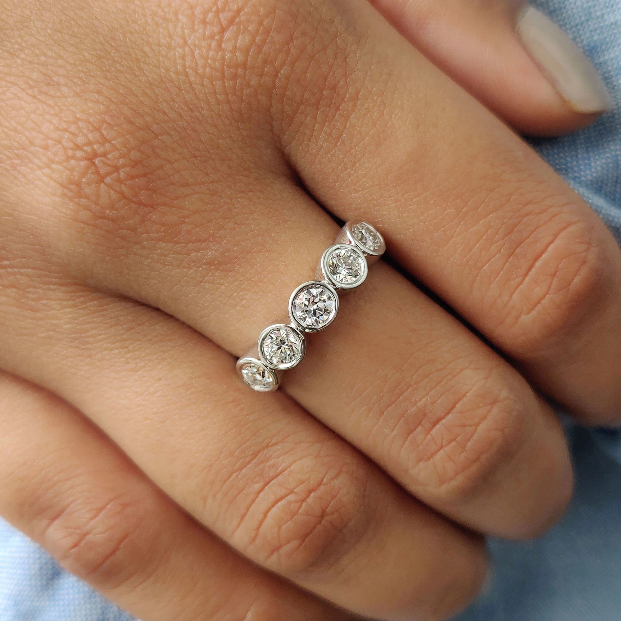 Custom-designed moissanite band for special occasions.

