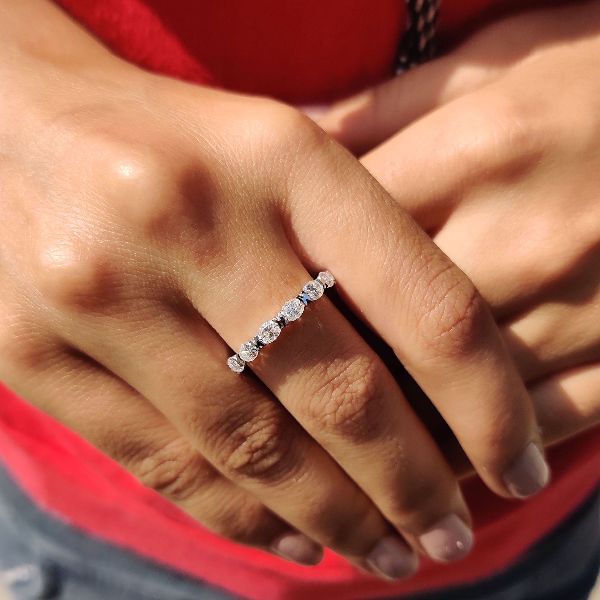 Buy wedding band online in full eternity or stackable styles with premium moissanite.