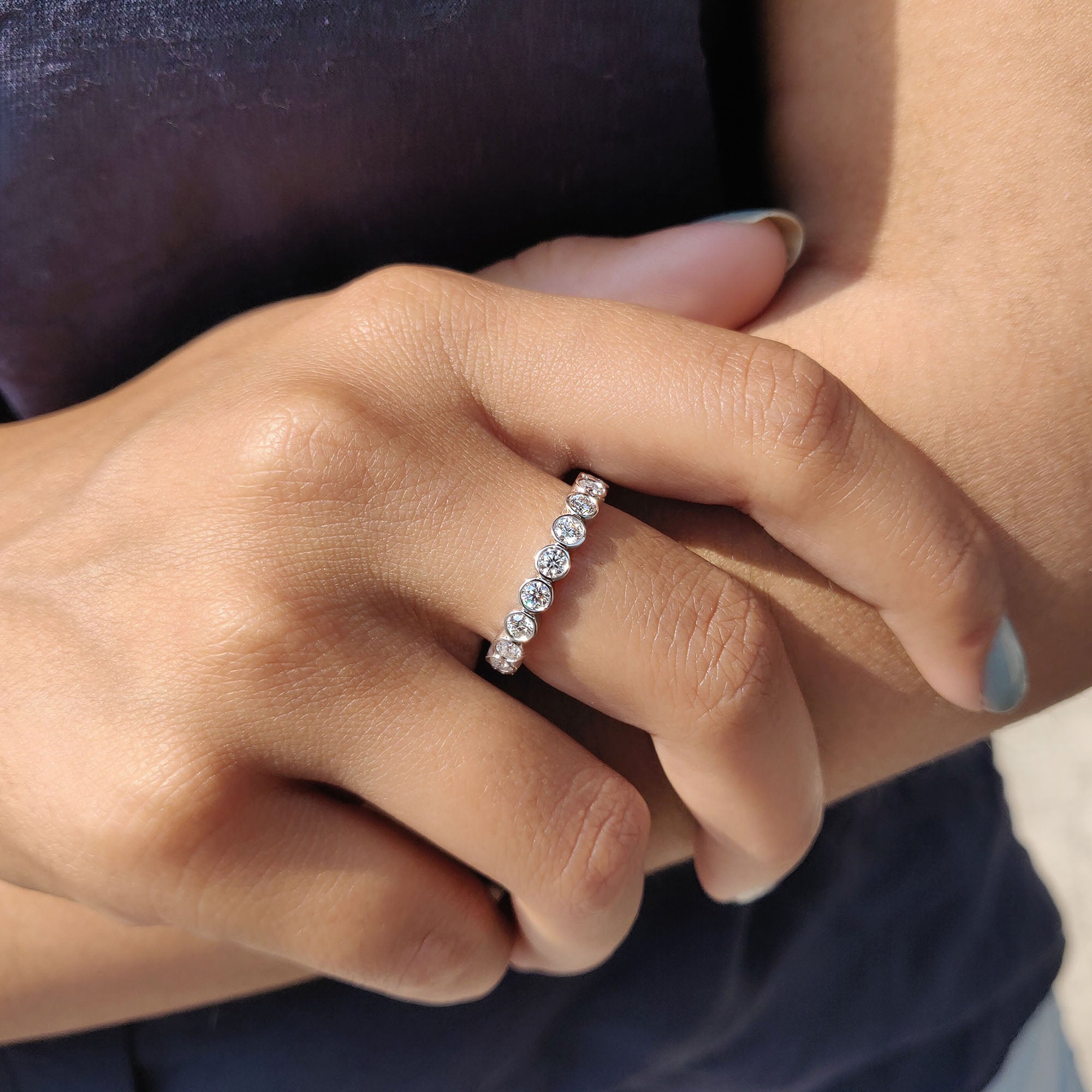 Bezel Wedding Band - White Gold